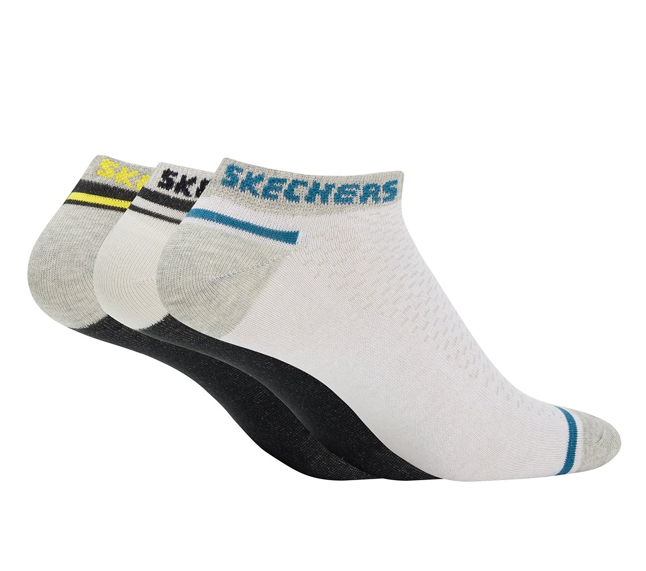 3PK MENS NON TERRY LOW CUT, BLACK/WHITE Accessories Top View