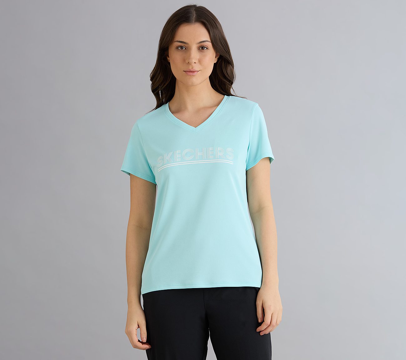 BASIC PERFROMANCE TUNIC T-SHIRT, BLUE/MINT Apparel Lateral View