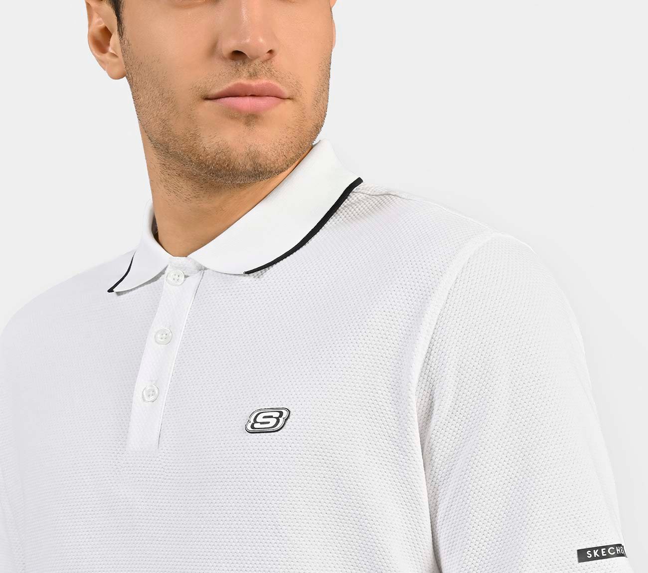 STRUCTURED KNIT POLO, WHITE Apparel Right View