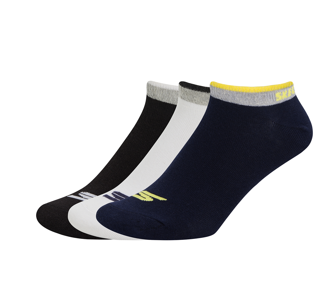 3PK MENS NON TERRY LOW CUT, WHITE/BLACK/BLUE Accessories Bottom View