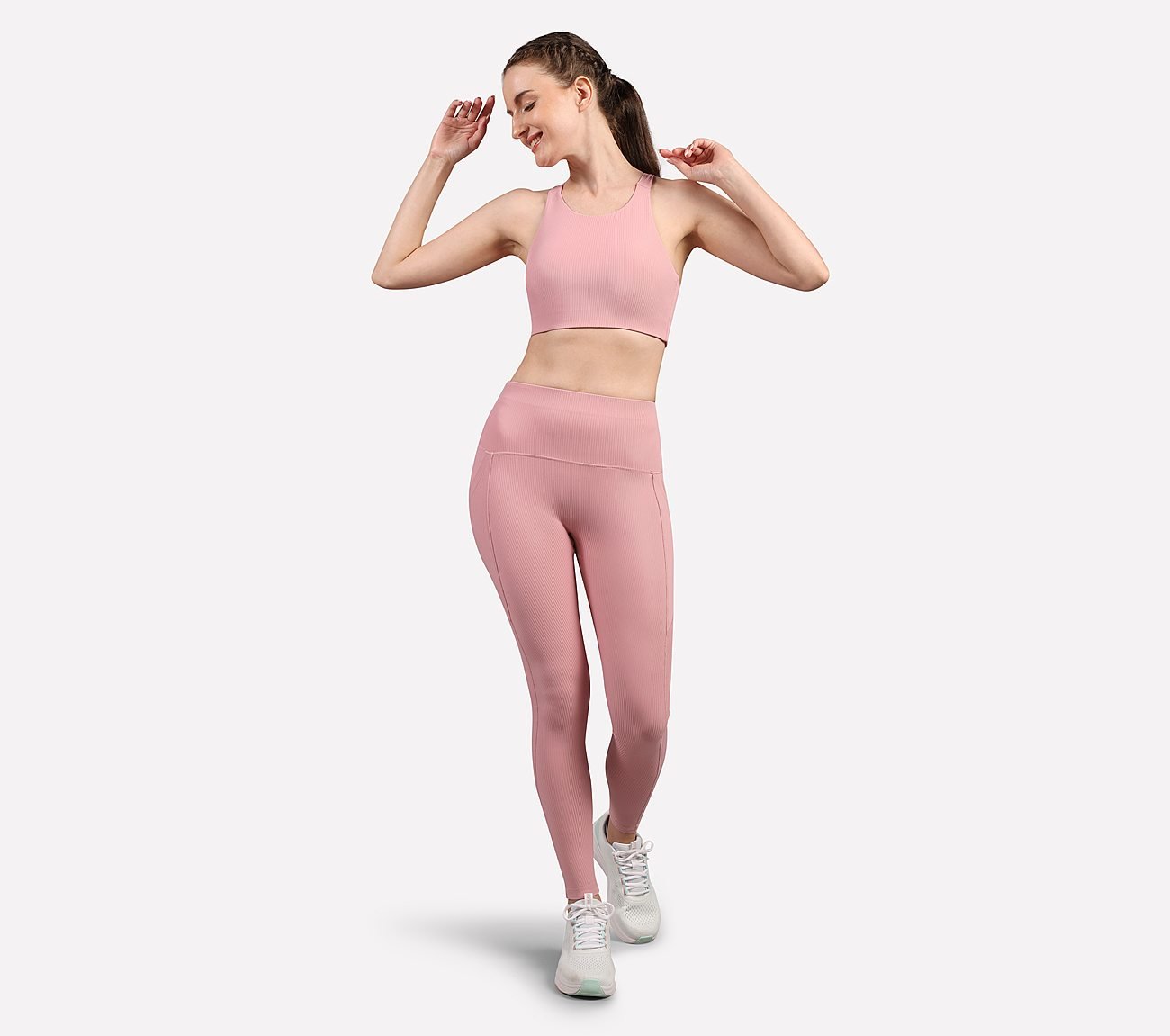 VERTICAL PATTERN SPORTS BRA, WHITE/PINK/MINT Apparels Right View