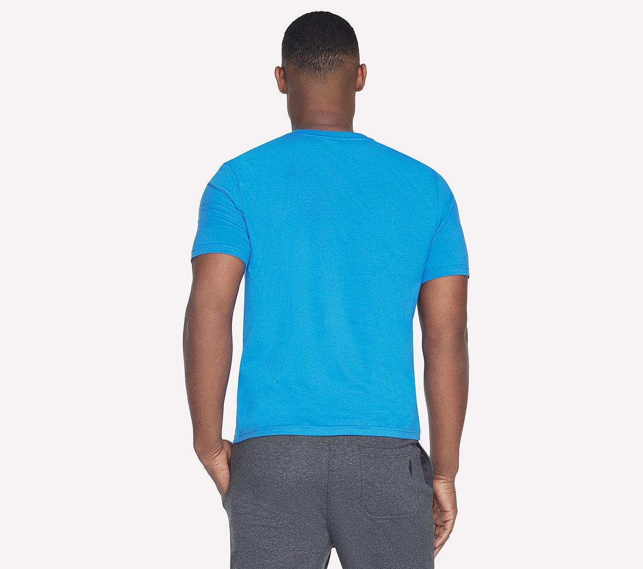 SKECHERS PERFORMANCE T-SHIRT, BLUE/GREEN Apparel Top View