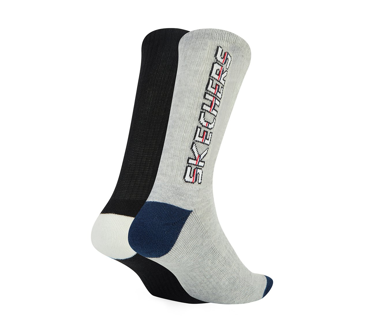 2PK MENS SKECHERS HALF TERRY CEW, BLACK/GRAY