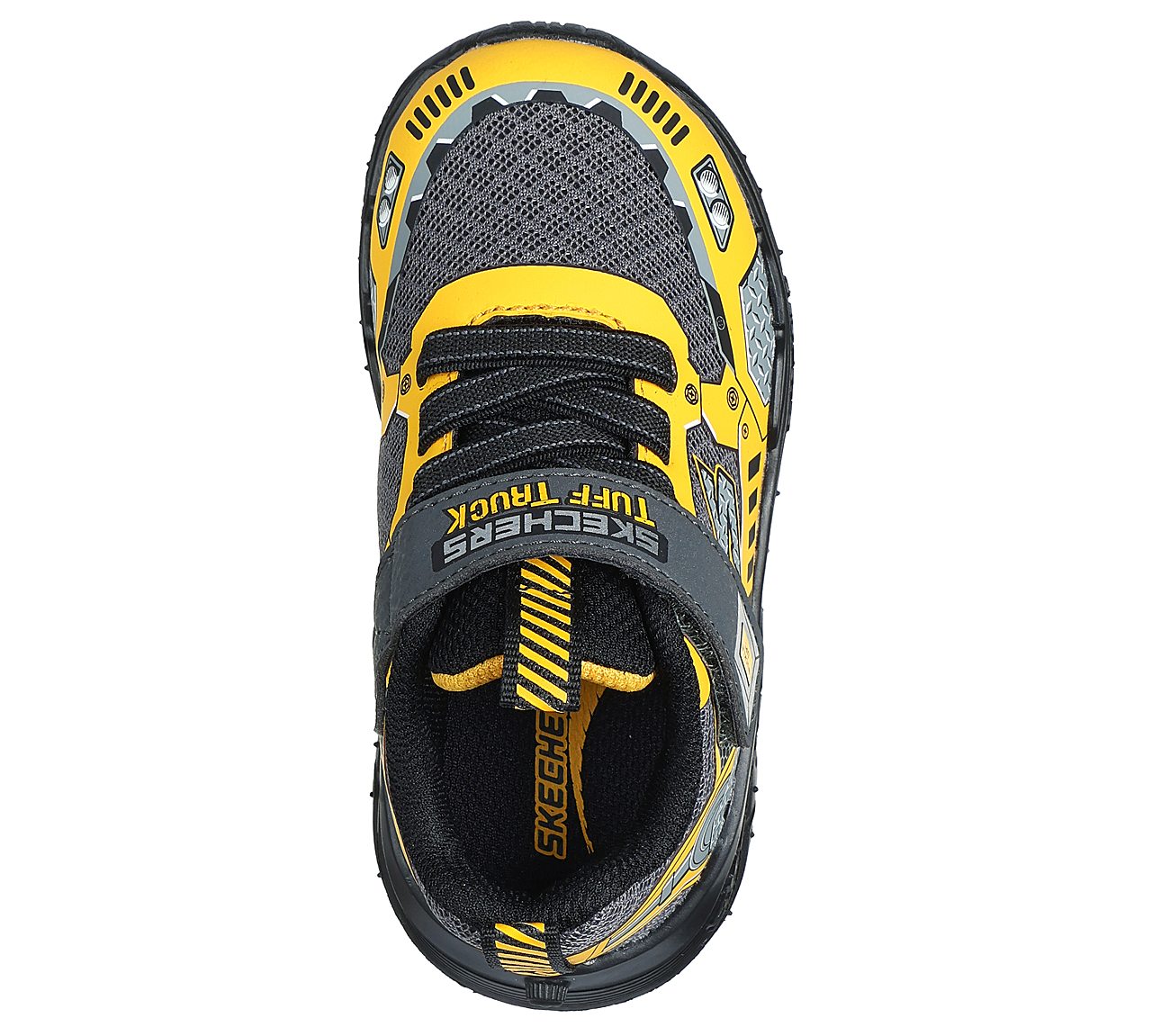 SKECH TRACKS, CHARCOAL/YELLOW Footwear Top View