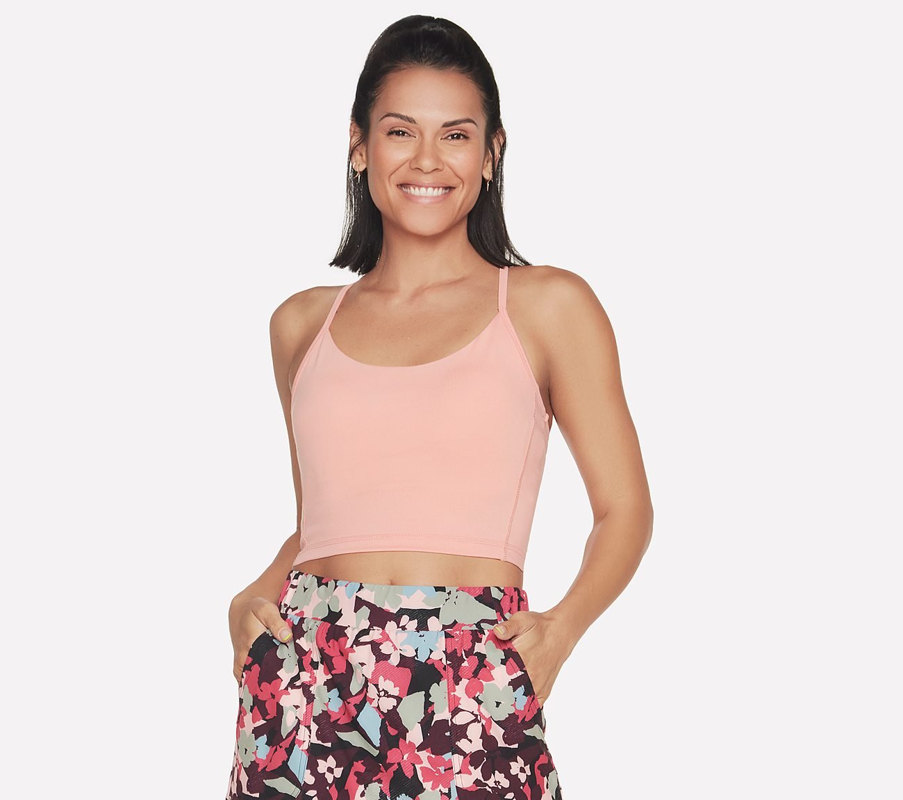 GOSTRETCH RACERBACK BRA, CORAL/LIME Apparels Lateral View