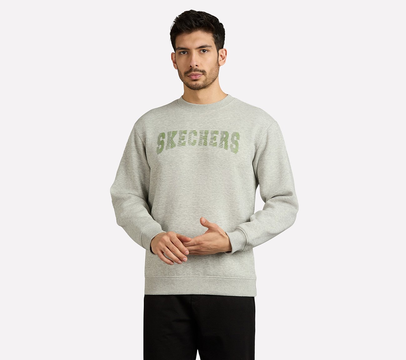 FRONT LINEAR BRANDING SWEATSHIRT, CHARCOAL/LT. GRAY