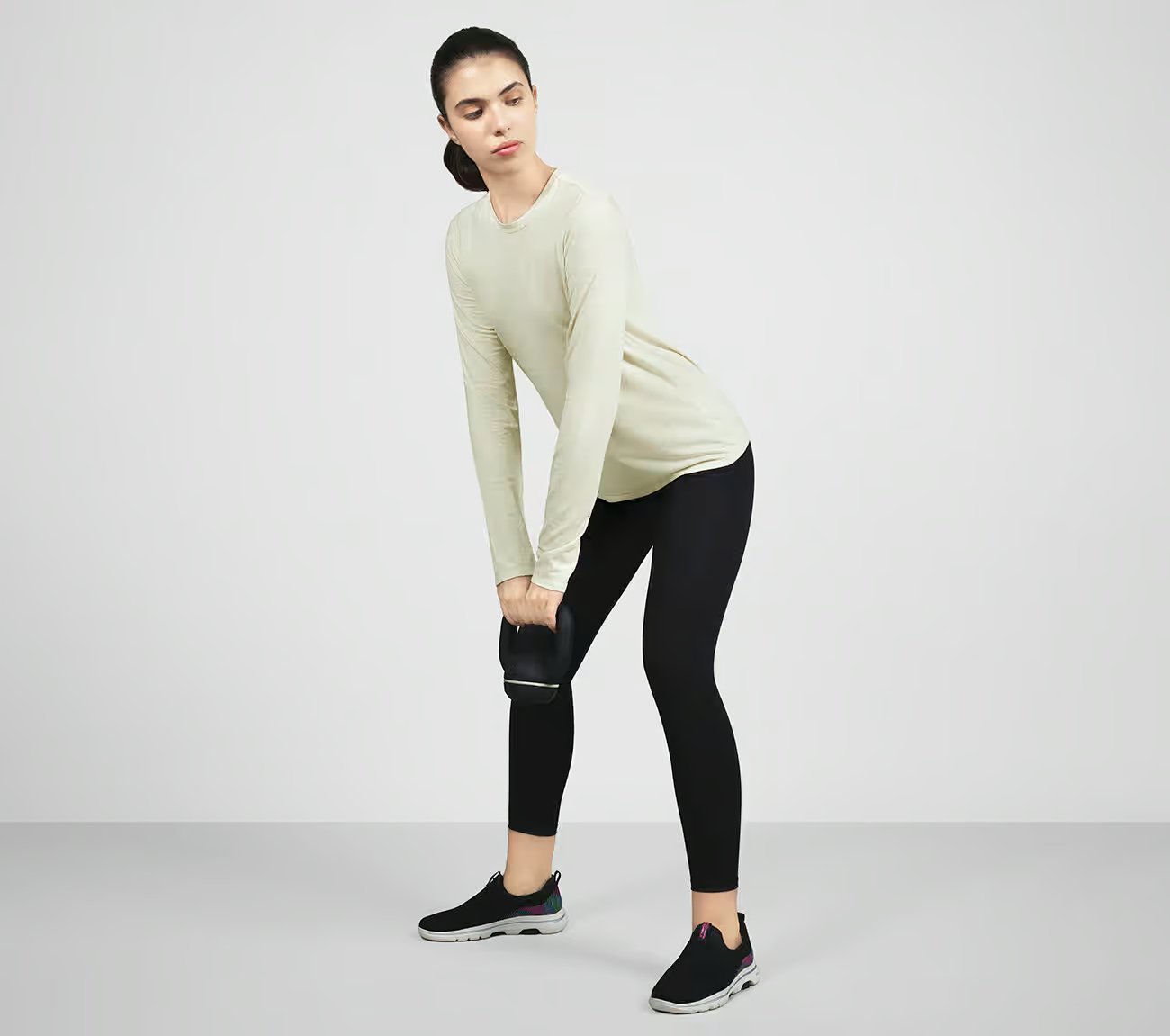 SHIMMER STRIPE LONG SLEEVE, OFF WHITE Apparels Right View