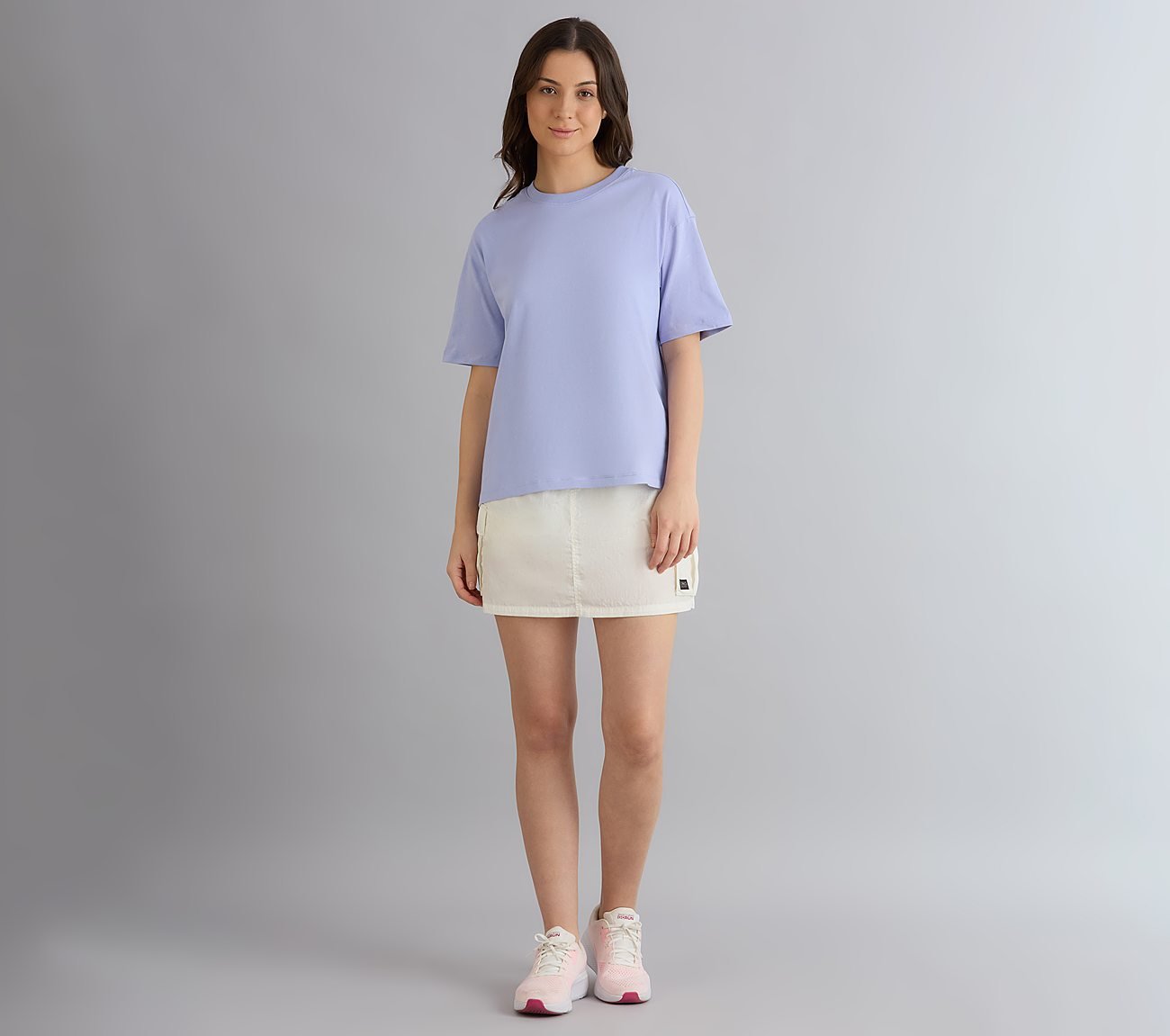 OVERSIZED LONG BACK PRINT TEE, PURPLE/LAVENDER