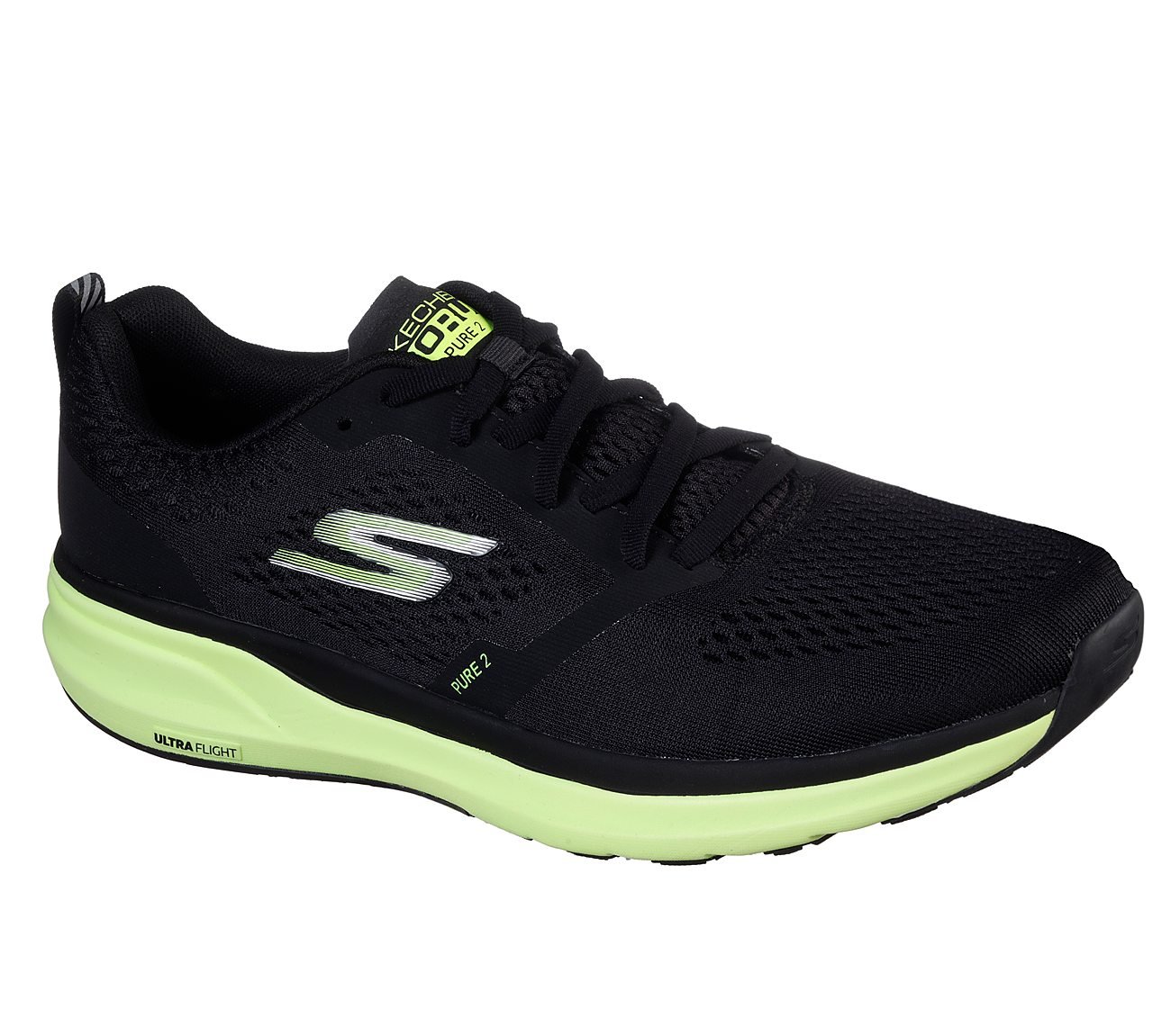 GO RUN PURE 2, BLACK/LIME Footwear Right View