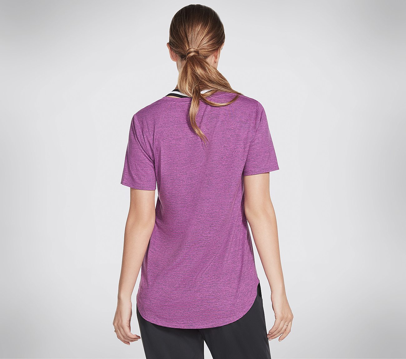 HARMONY STRIPE TOP, PURPLE/HOT PINK Apparel Top View