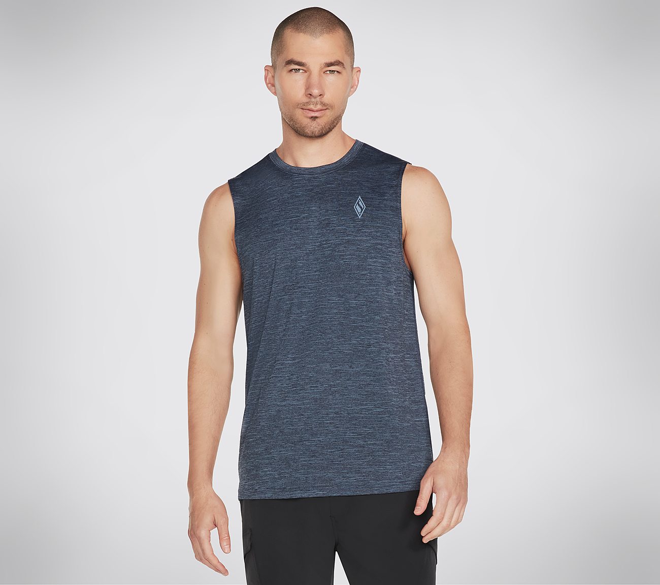 ON THE ROAD MUSCLE TANK, BLUE/GREY Apparels Lateral View