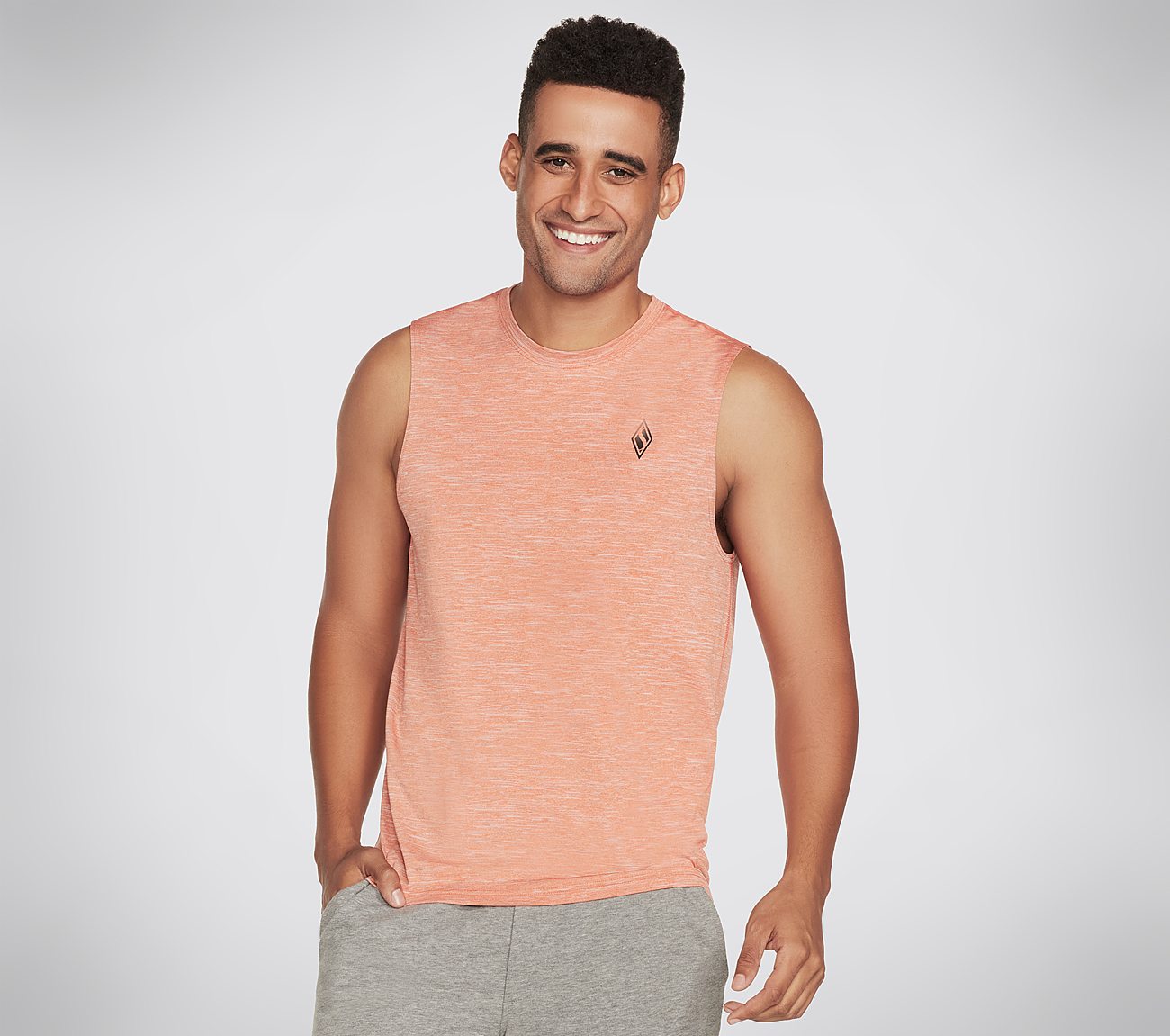 ON THE ROAD MUSCLE TANK, OORANGE Apparel Lateral View