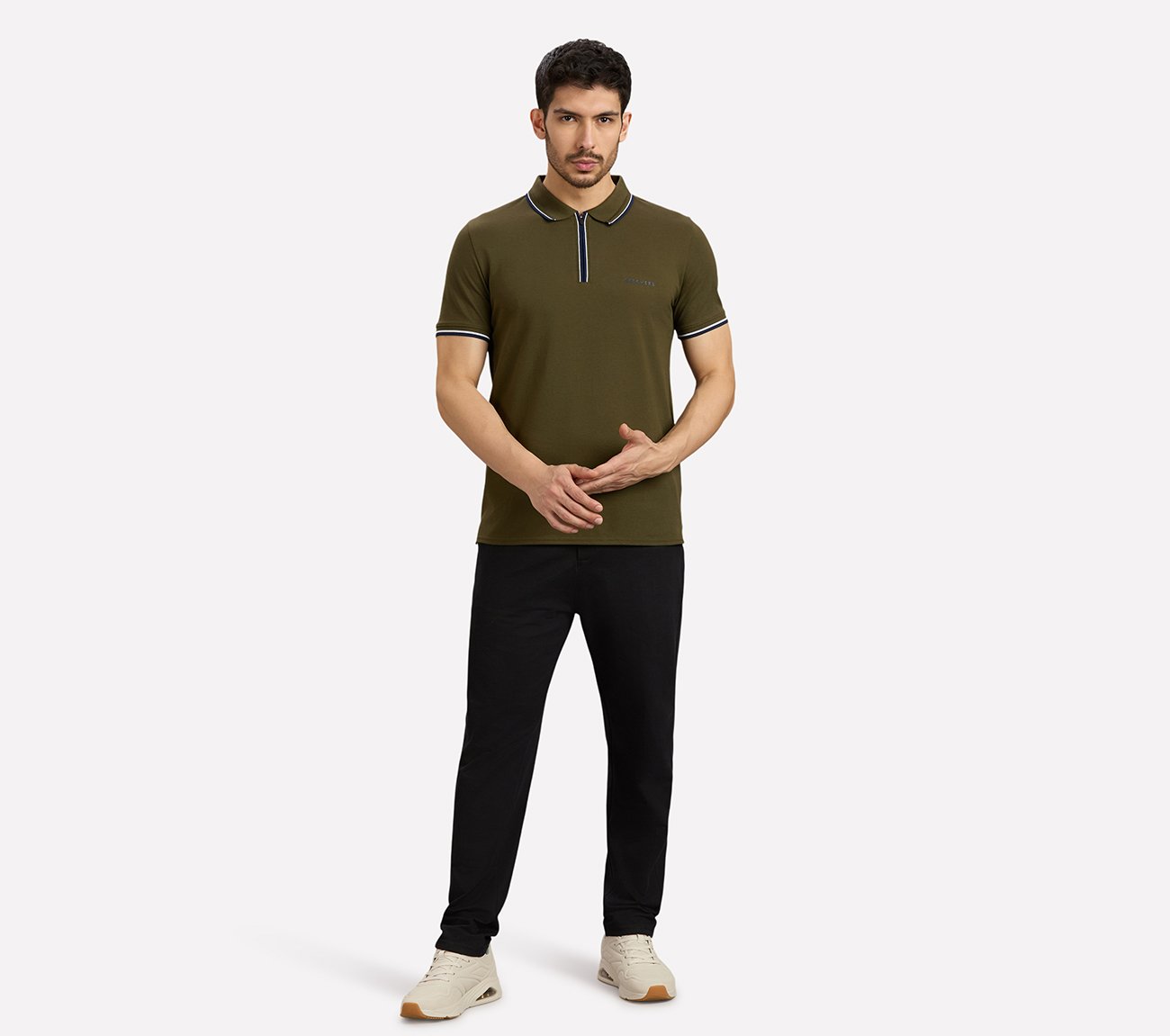 MULTI TONE TIPPING POLO, BROWN/SAGE