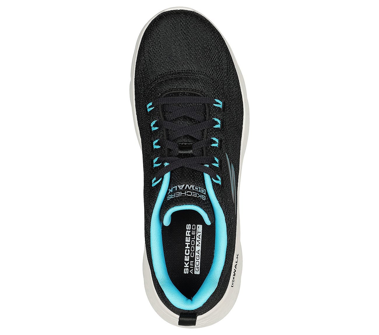 GO WALK FLEX - STRIKING LOOK, BLACK/AQUA Footwear Top View