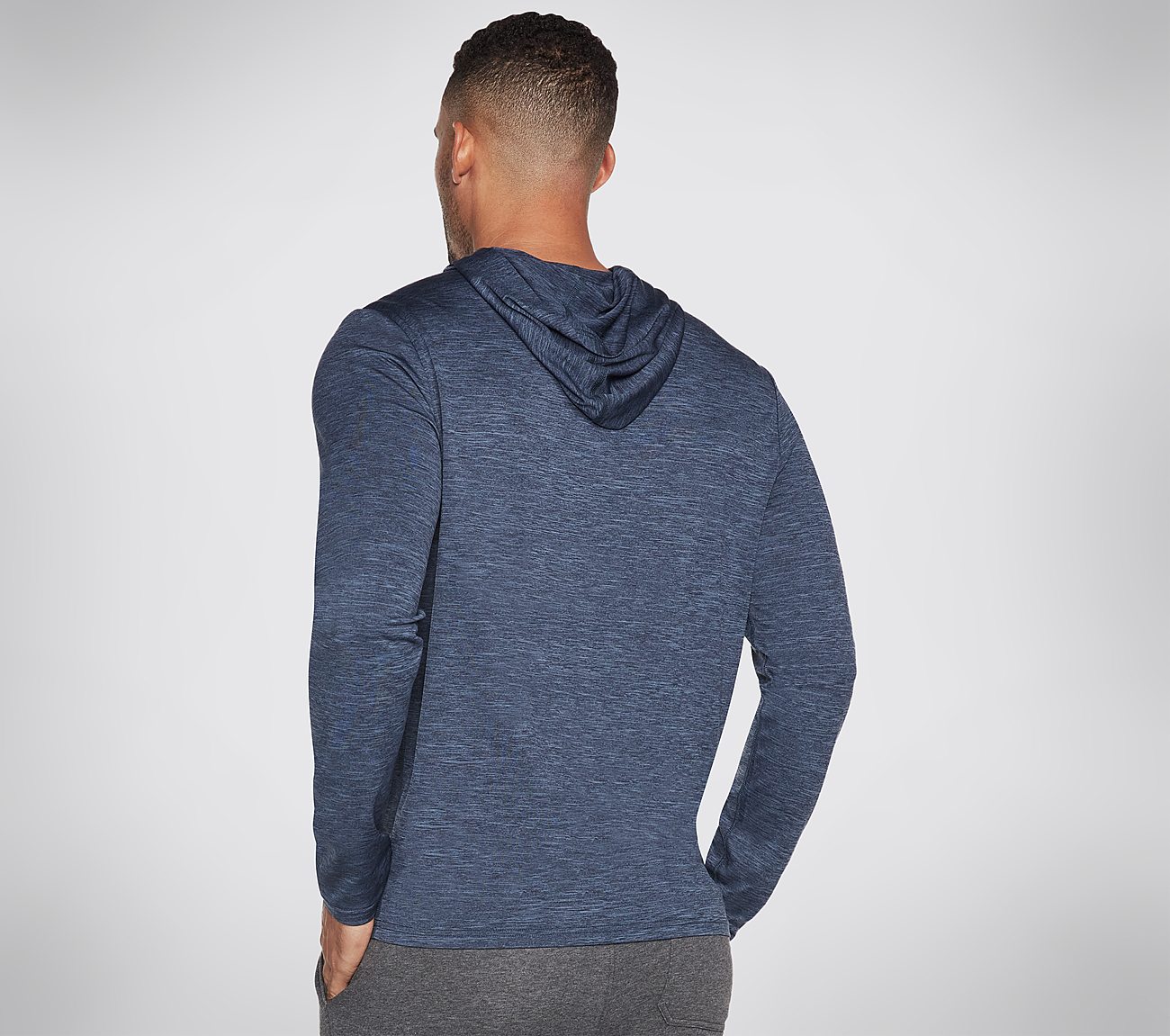 ON THE ROAD HOODED LS, BLUE/GREY Apparel Top View