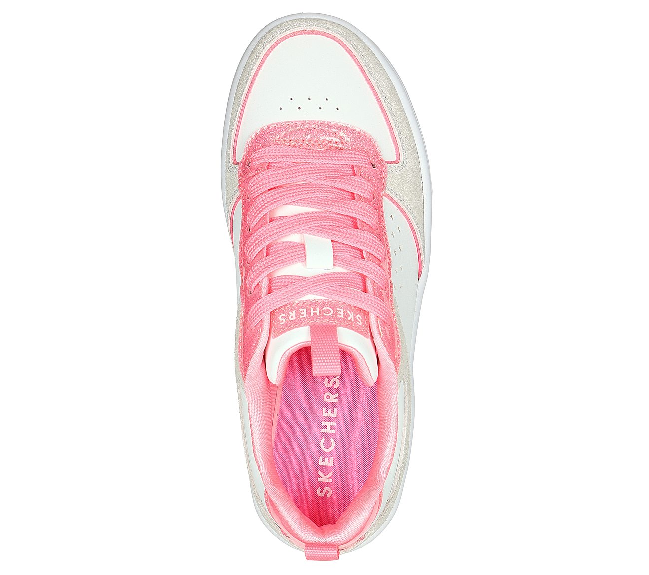 COURT HIGH - GLITTER MIX, WHITE/HOT CORAL Footwear Top View