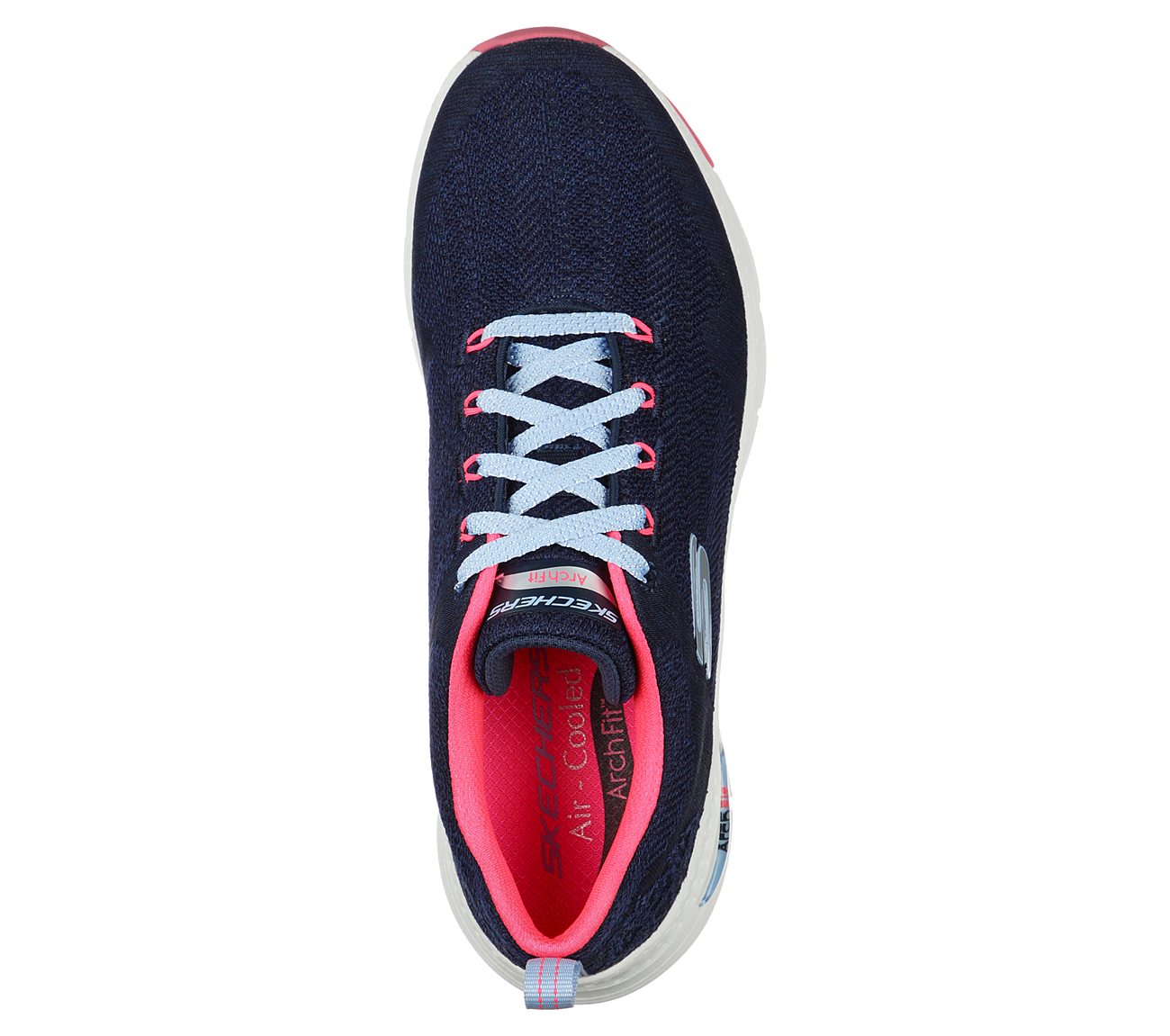 ARCH FIT-COMFY WAVE, NAVY/HOT PINK Footwear Top View
