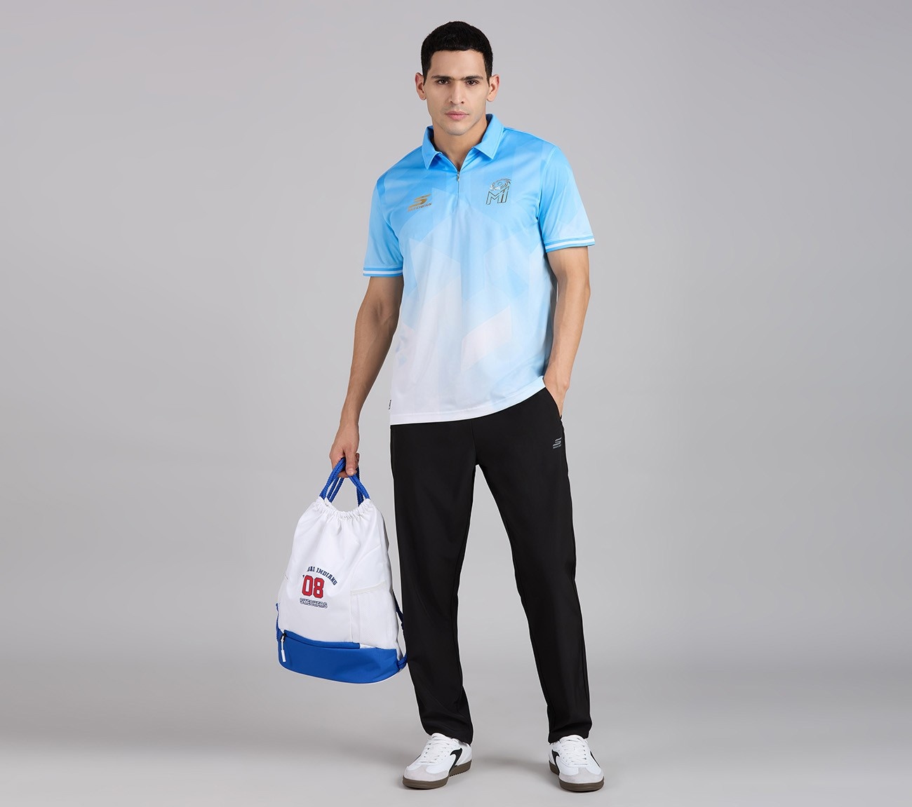 MUMBAI INDIANS AOP POLO, WHT/NVY/BLUE