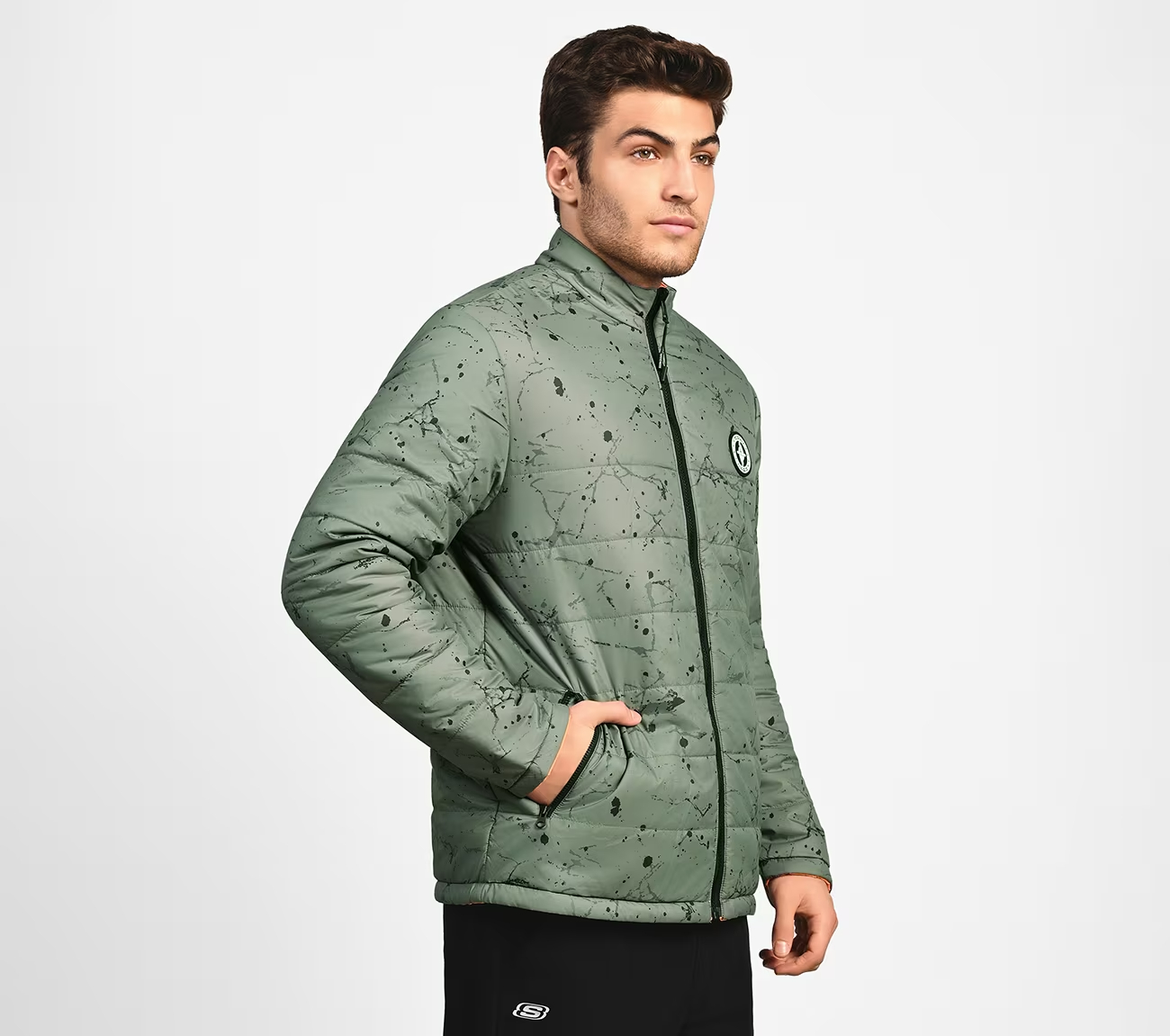 OASIS SPLATTER PUFFER, WWHITE/GREEN Apparels Top View