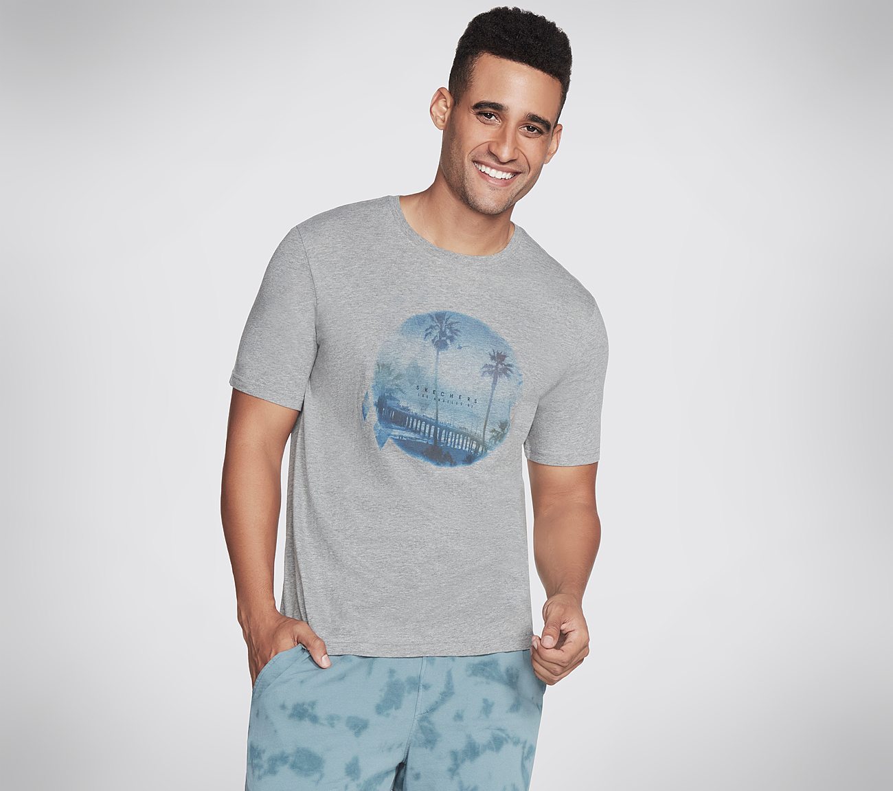 SKECHERS PIER T-SHIRT, LIGHT GREY Apparels Lateral View