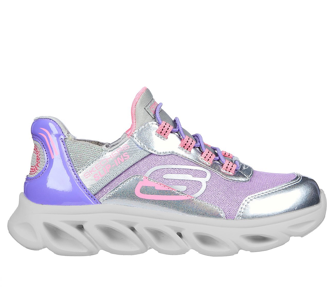 FLEX GLIDE, GREY/LAVENDER Footwear Lateral View