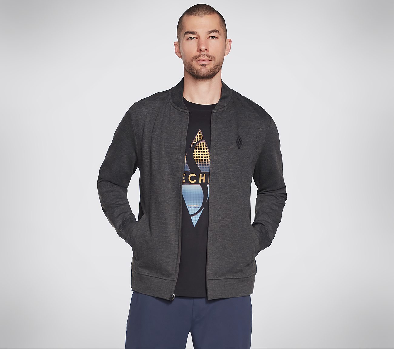 SKECHERS GOKNIT ULTRA JACKET, CCHARCOAL Apparel Lateral View