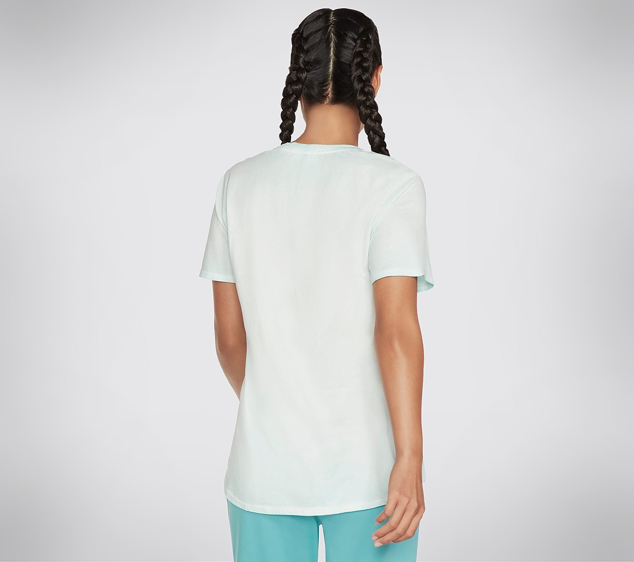 DIAMOND WASH HATHA SCOOP NECK, AQUA Apparel Top View