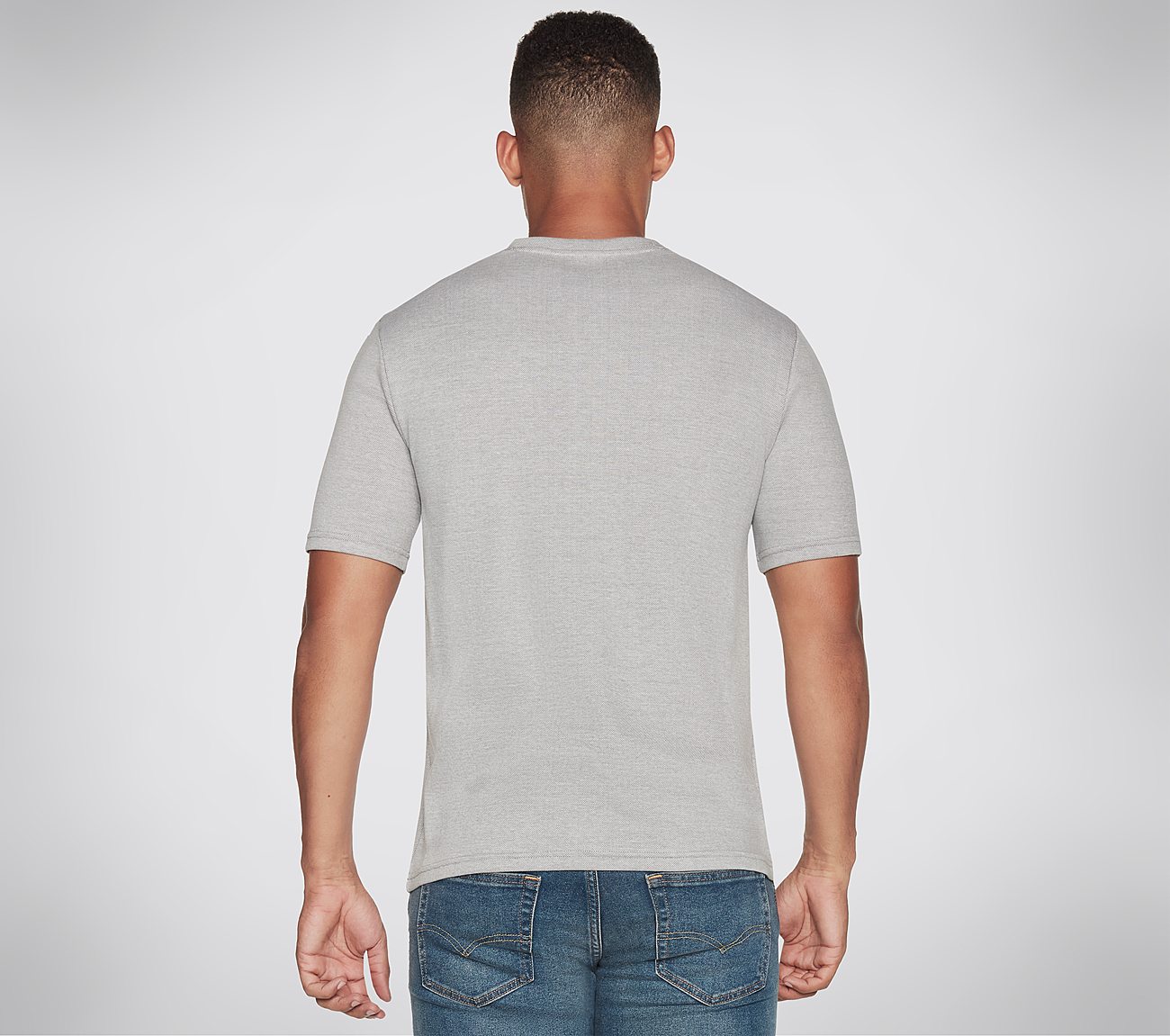 GOKNIT PIQUE S/S HENLEY, LIGHT GREY Apparels Top View