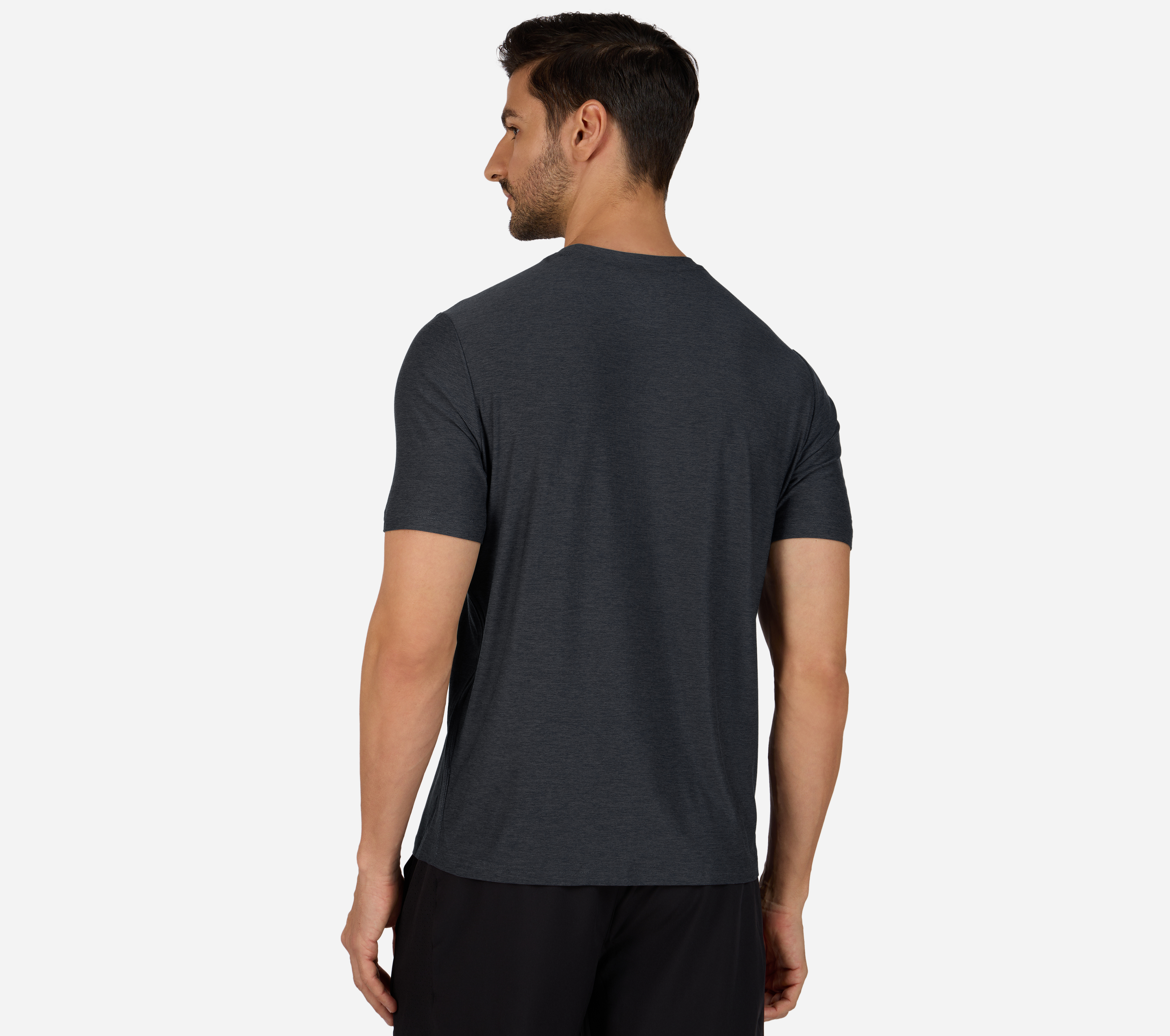 GODRI ALL DAY OUTPACE T-SHIRT, CHARCOAL/NAVY Apparel Bottom View