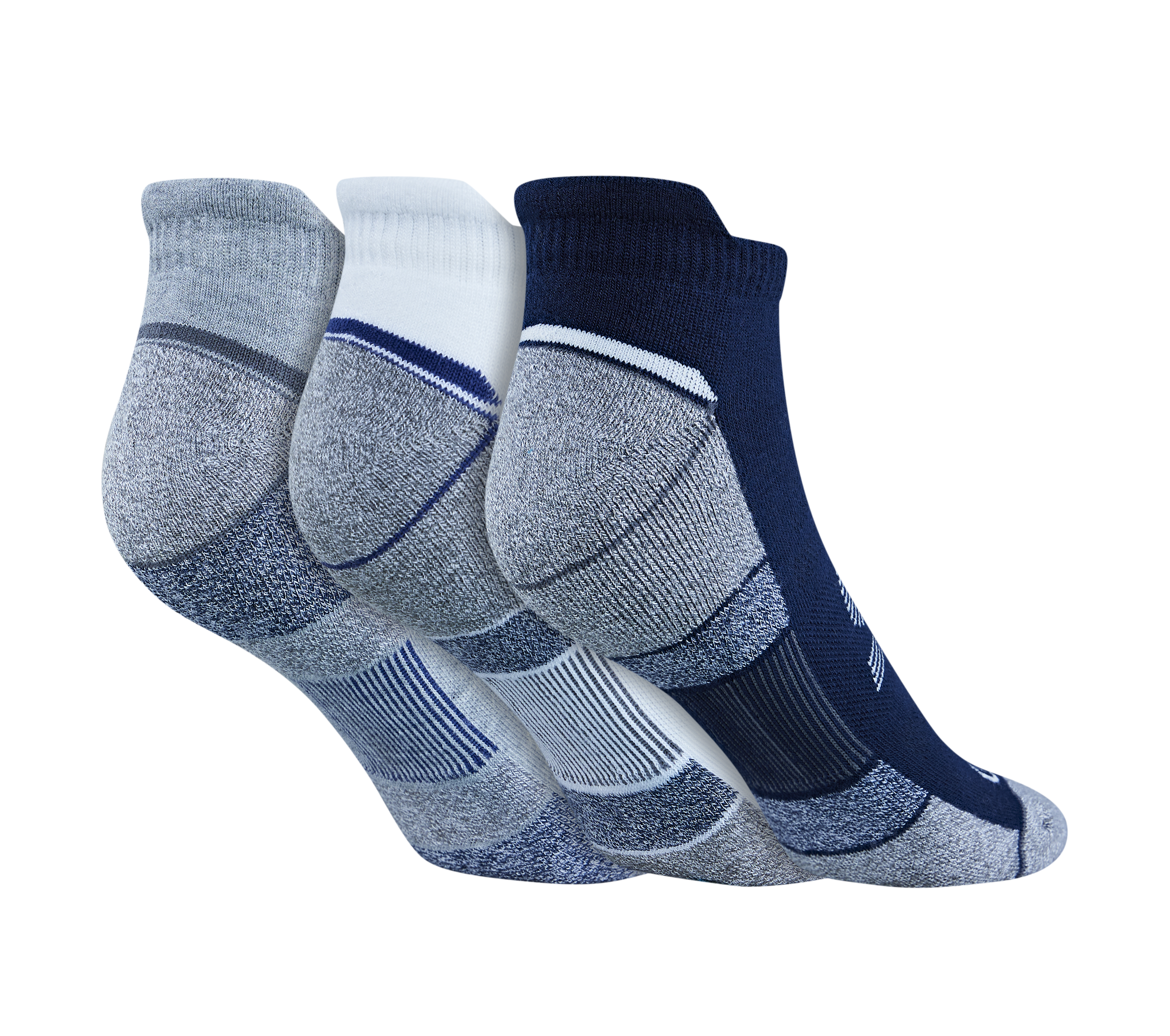 3PK MENS 1/2 TERRY LOW CUT, WHITE/NAVY/GREY Accessories Top View