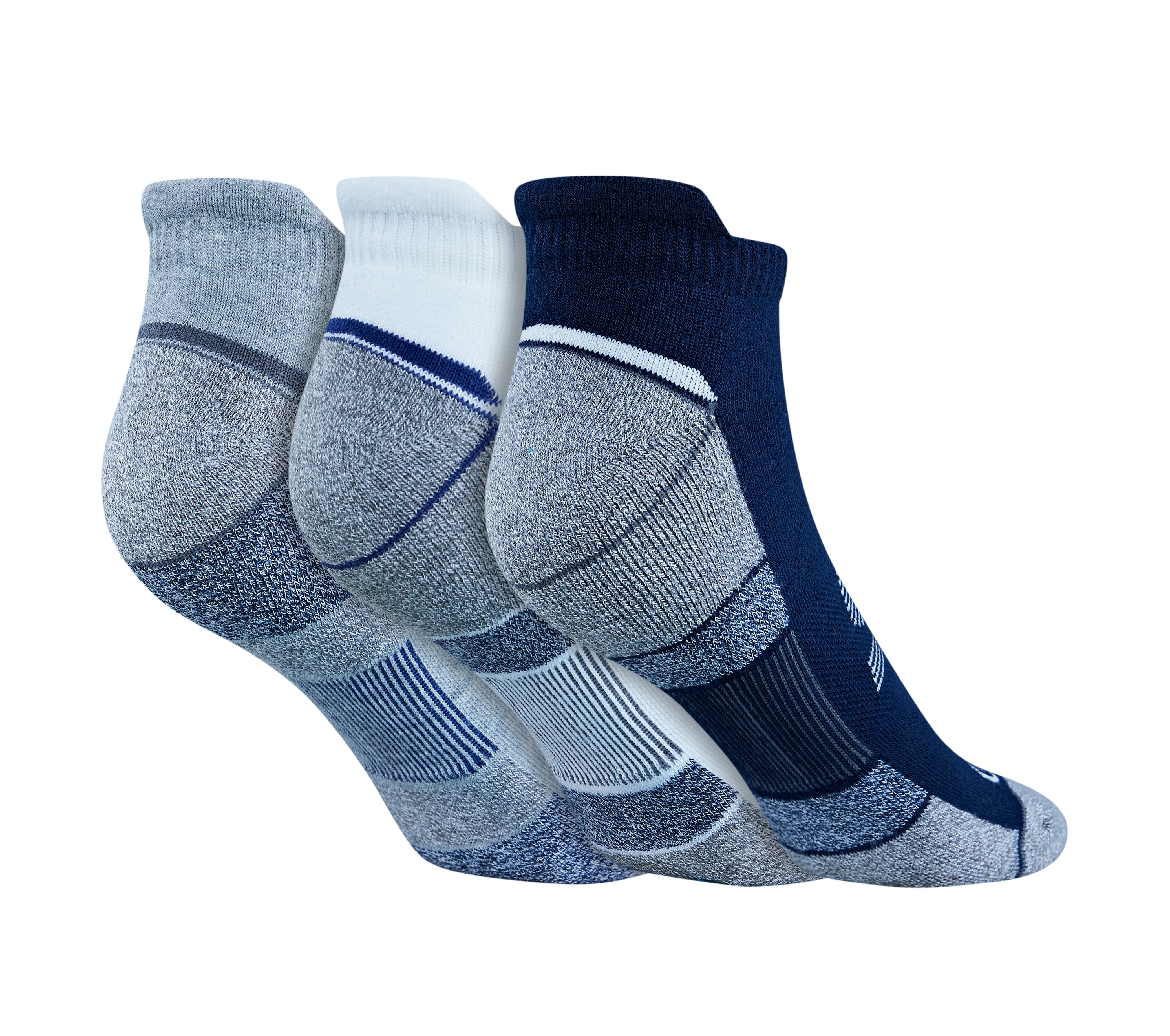 3PK MENS 1/2 TERRY LOW CUT, WHITE/NAVY/GREY Accessories Top View