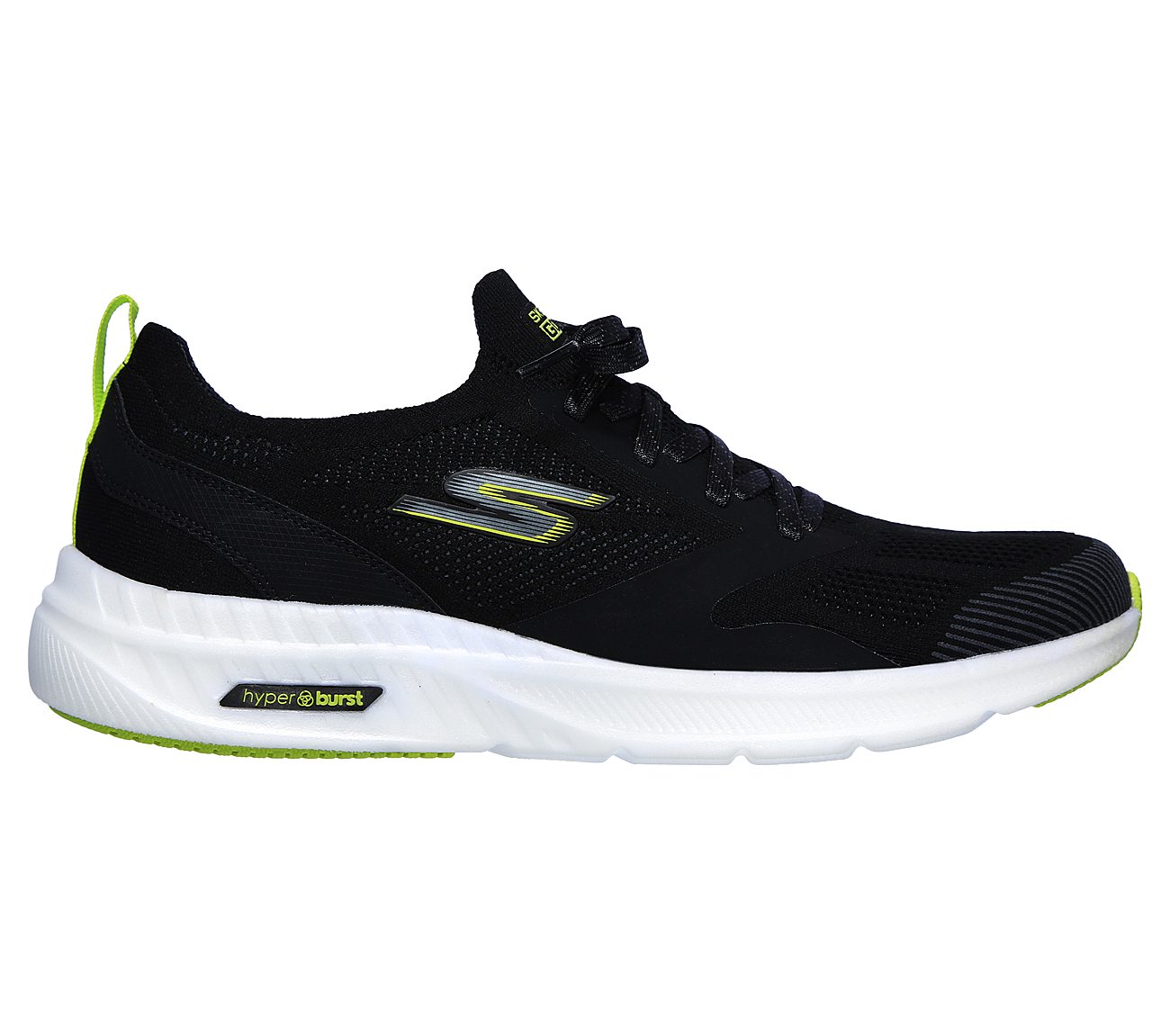 GO RUN HYPER BURST, BLACK/WHITE/LIME Footwear Right View