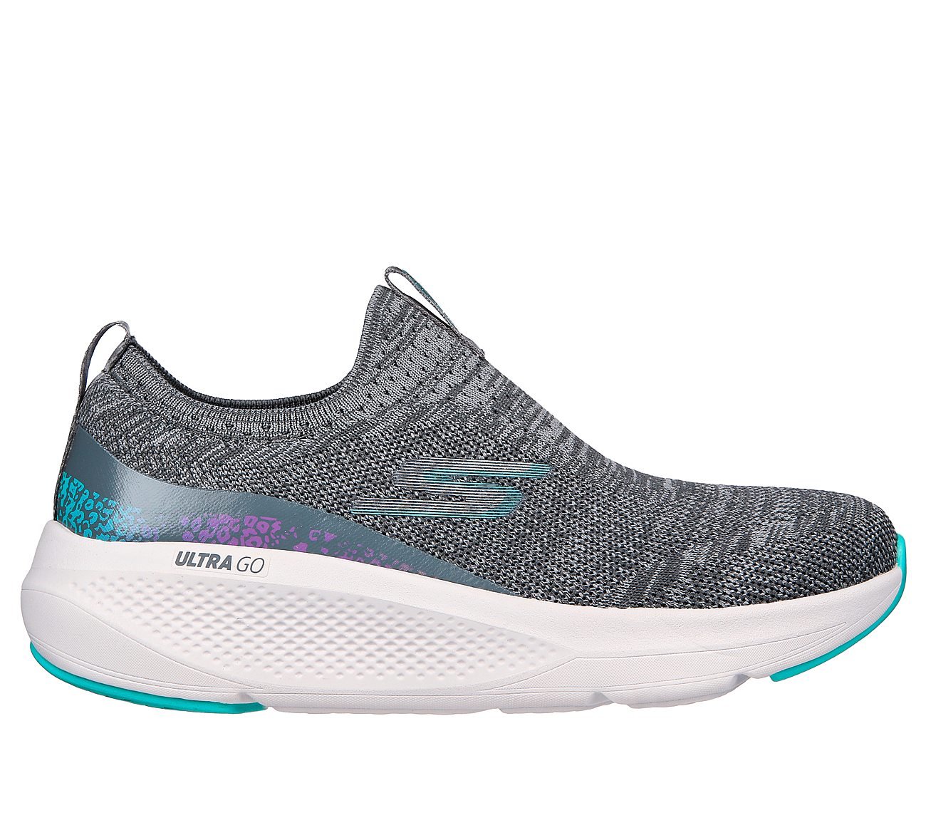 GO RUN ELEVATE, GREY/AQUA Footwear Lateral View