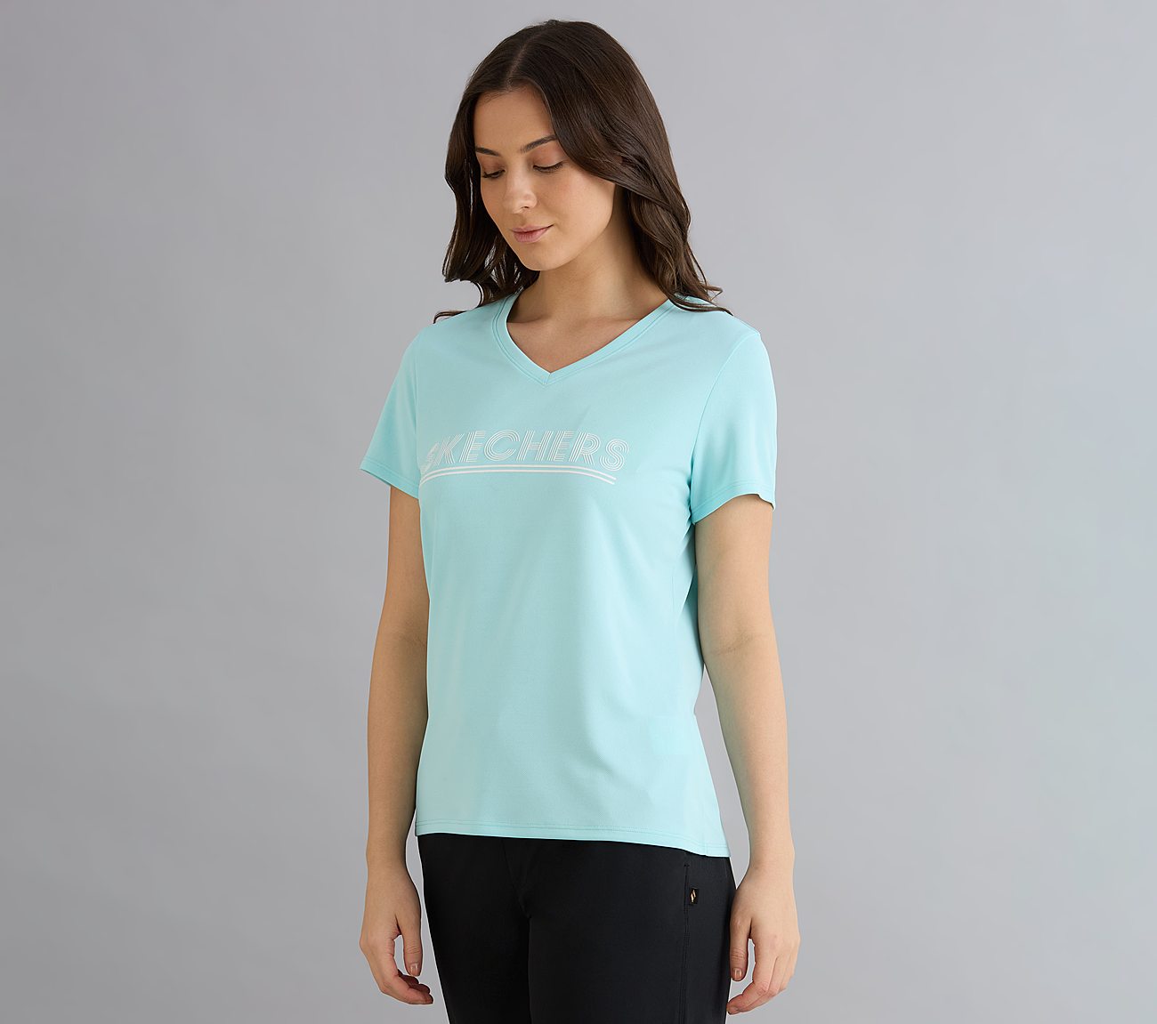 BASIC PERFROMANCE TUNIC T-SHIRT, BLUE/MINT Apparel Top View