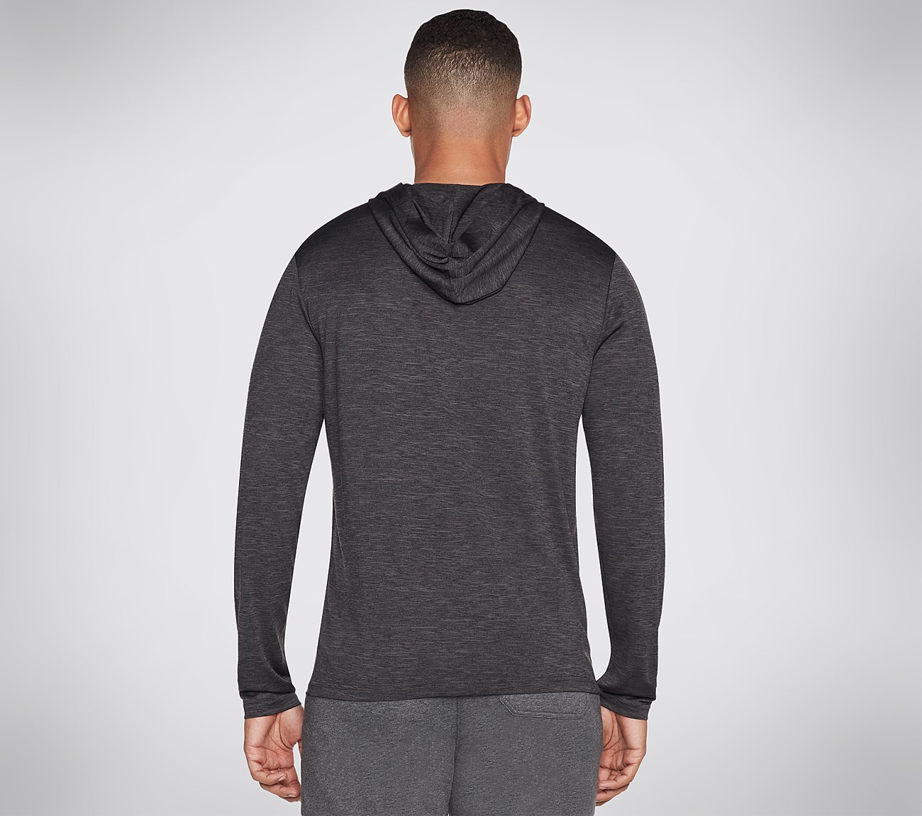 ON THE ROAD HOODED LS, BLACK/CHARCOAL Apparels Top View