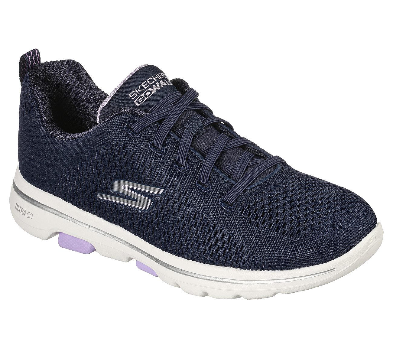 GO WALK 5 - LAKE VIEWS, NAVY/LAVENDER Footwear Lateral View