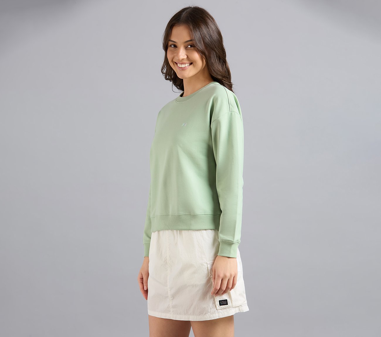 DROP SHOULDER SWEATSHIRT, YELLOW/BLUE Apparels Top View