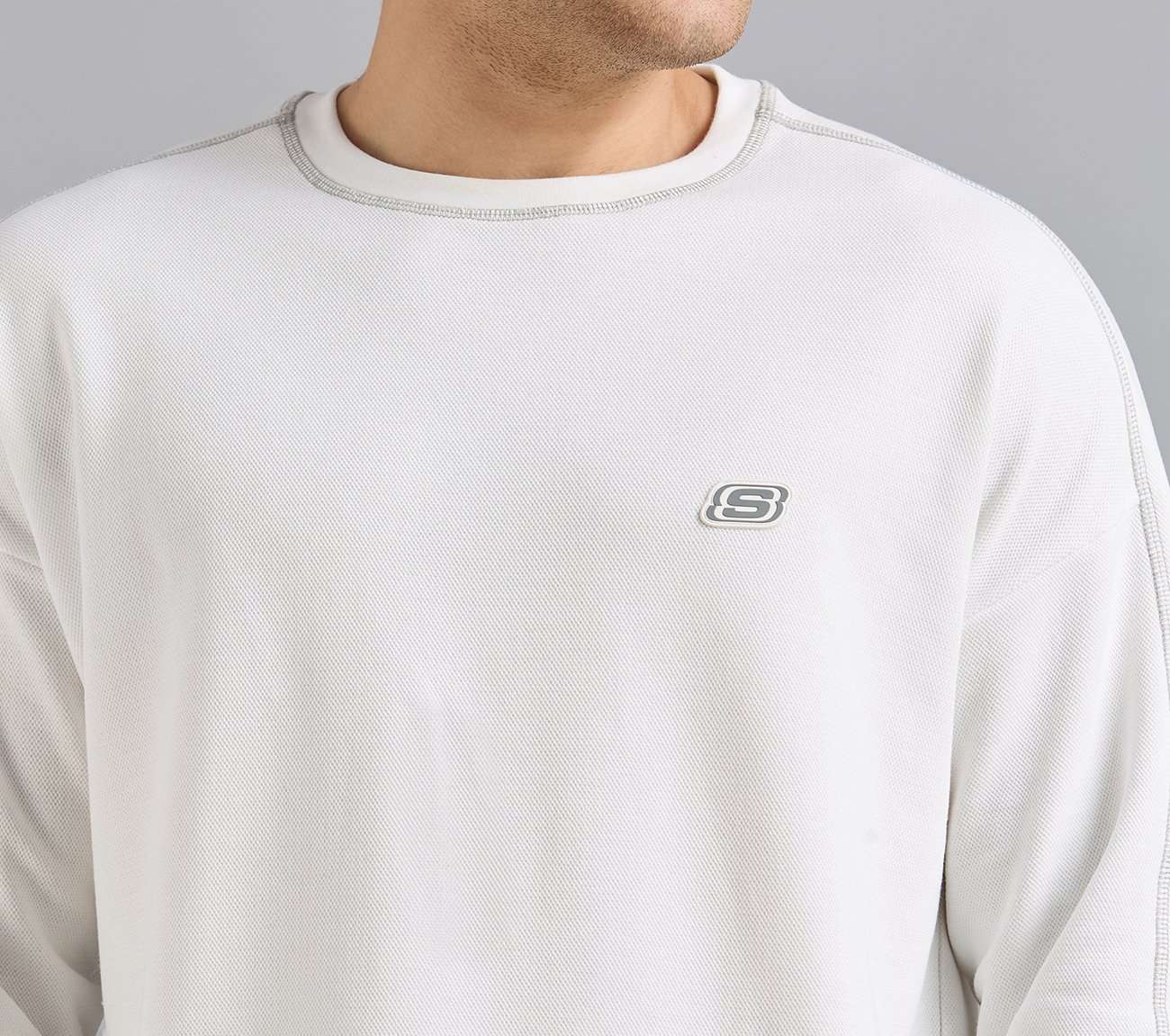 OVERSIZED CONTRAST FLATLOCK TEE, WHITE Apparels Right View