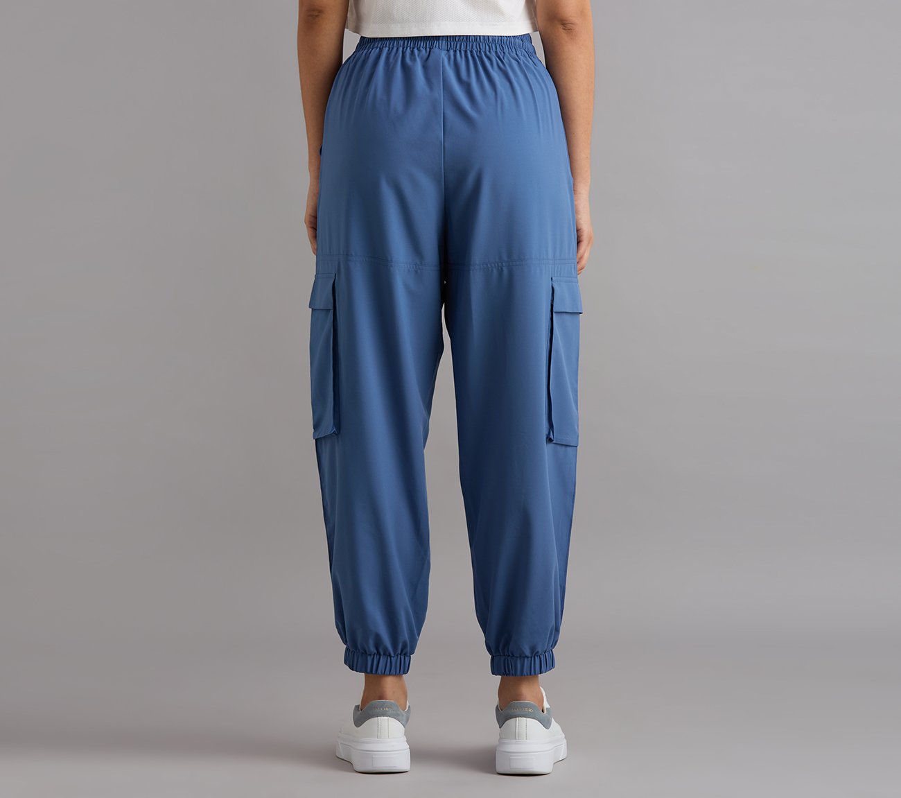ACTIVE WOVEN JOGGER, WHITE/PERIWINKLE