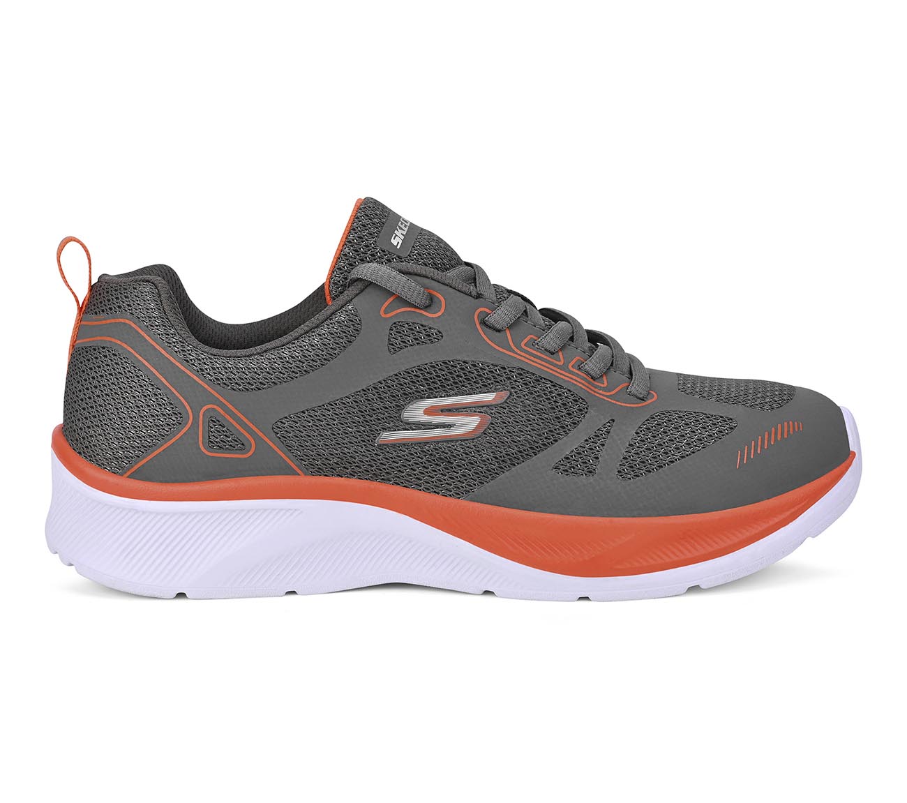 SKECHERS ELITE SPORT, CHARCOAL/ORANGE Footwear Lateral View