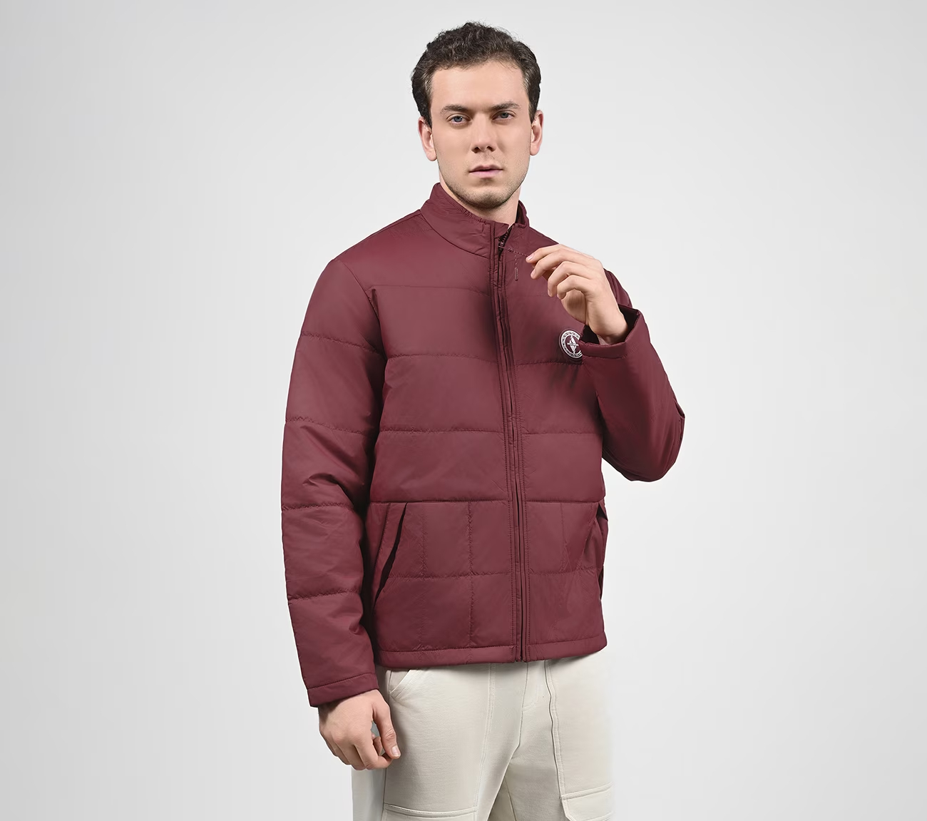 PUFFER FZ JACKET, DDARK RED Apparels Bottom View