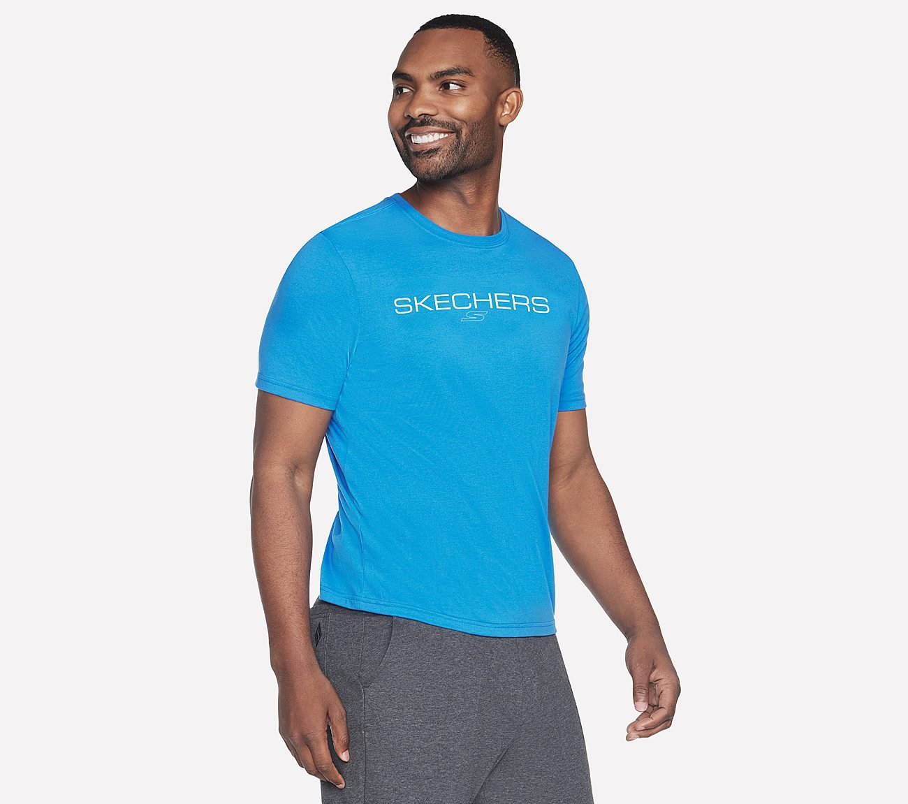 SKECHERS PERFORMANCE T-SHIRT, BLUE/GREEN Apparel Bottom View
