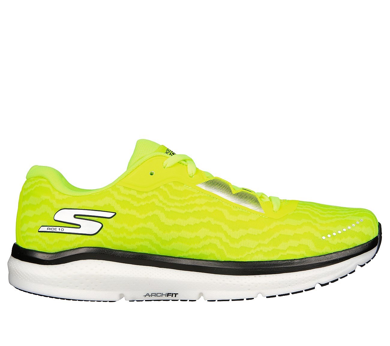 GO RUN RIDE 10, YELLOW/WHITE Footwear Lateral View