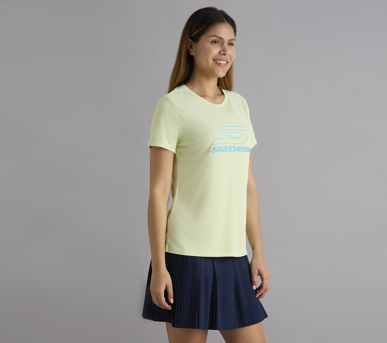 PERFORMANCE RUNNING T-SHIRT, LT. GRAY/LIME Apparel Bottom View