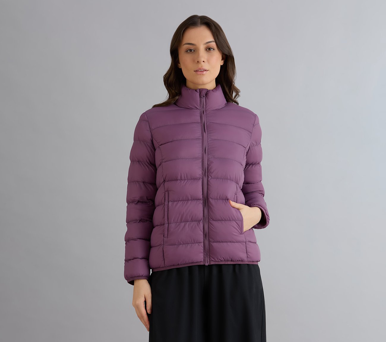 PUFFER FZ JACKET, WHITE/PINK/PERIWINKLE Apparels Lateral View