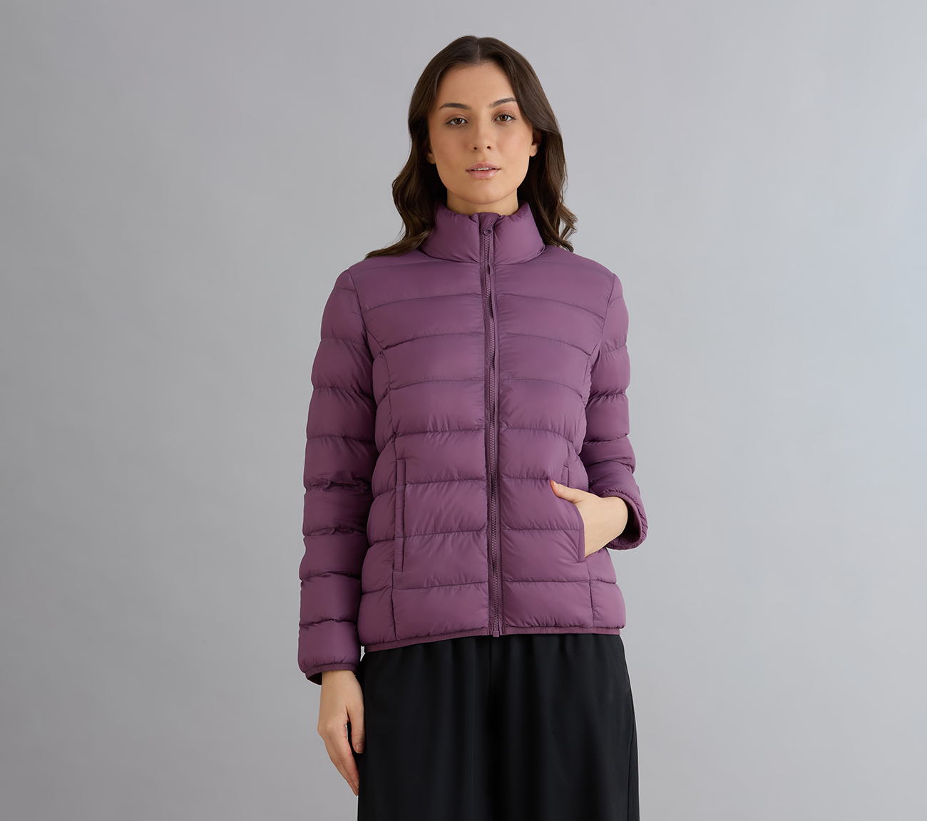 PUFFER FZ JACKET, WHITE/PINK/PERIWINKLE Apparel Lateral View