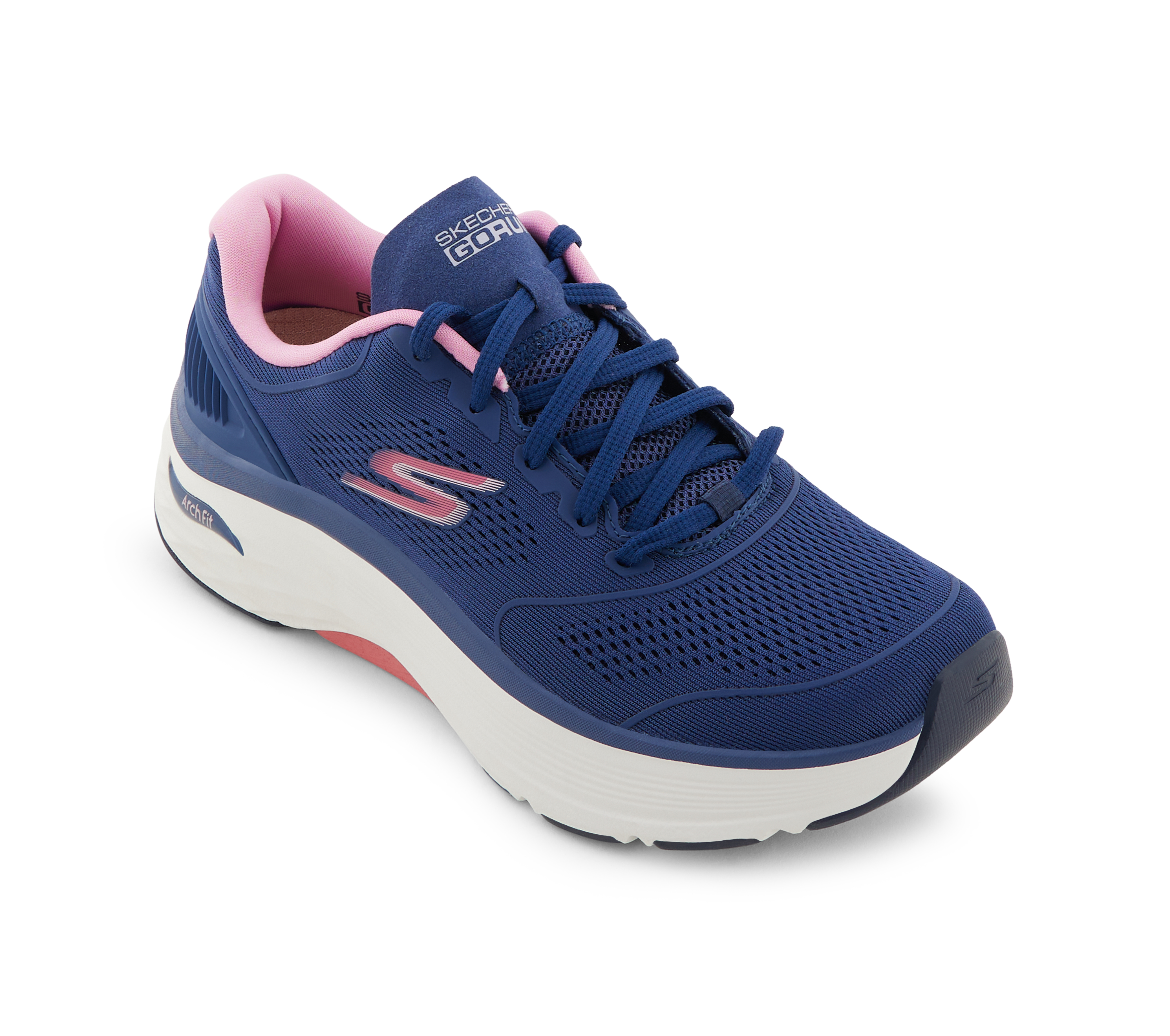 MAX CUSHIONING ARCH FIT - SWI, NAVY/PINK Footwear Lateral View
