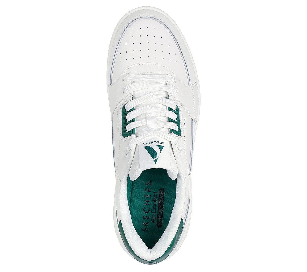 UNO COURT - LOW-POST, WWHITE/GREEN Footwear Top View