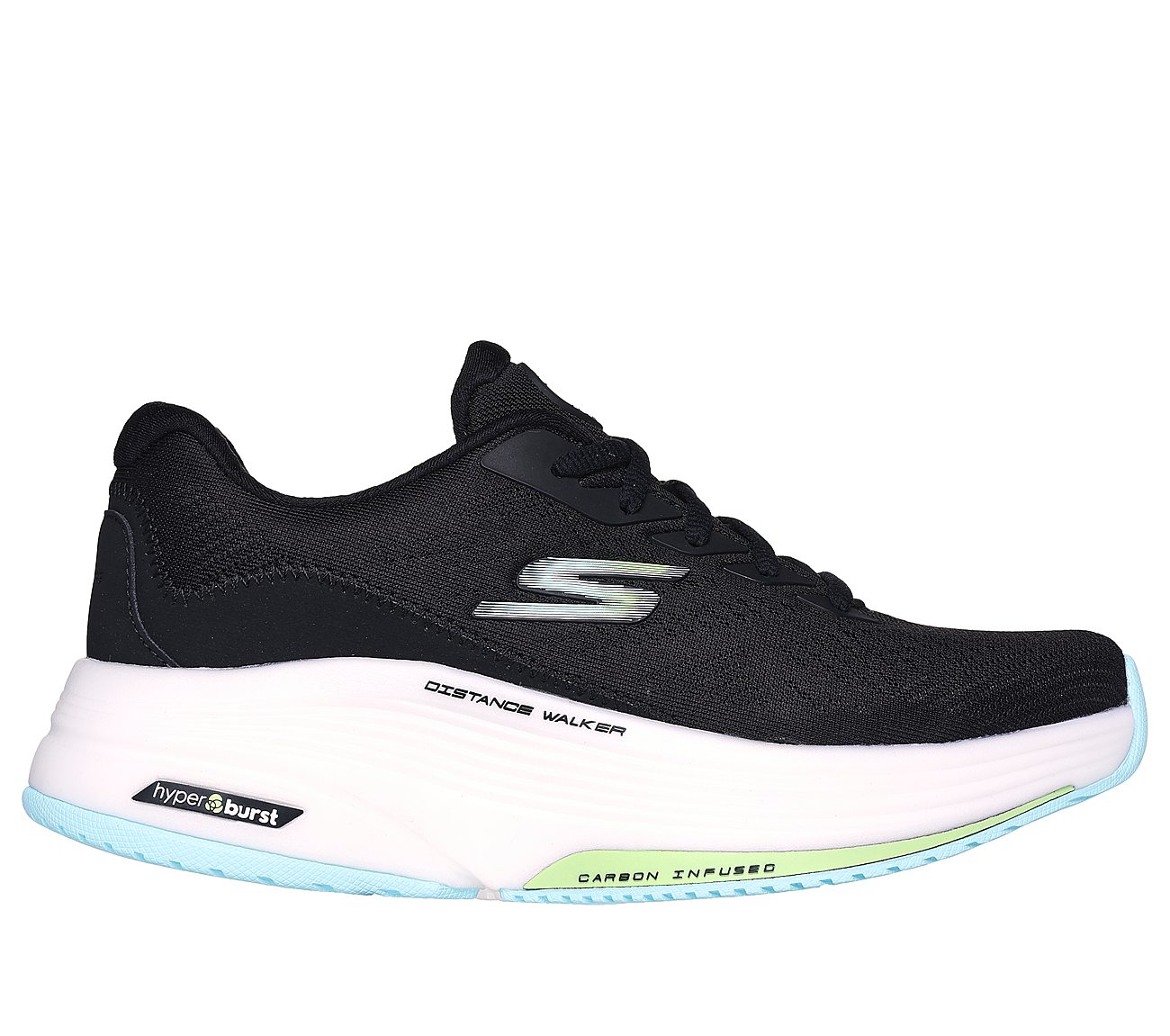 GO WALK DISTANCE WALKER, BLACK/LIGHT BLUE Footwear Lateral View