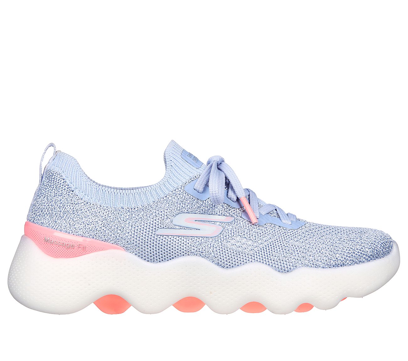 GO WALK MASSAGE FIT - UPSURGE, GREY/PINK Footwear Lateral View